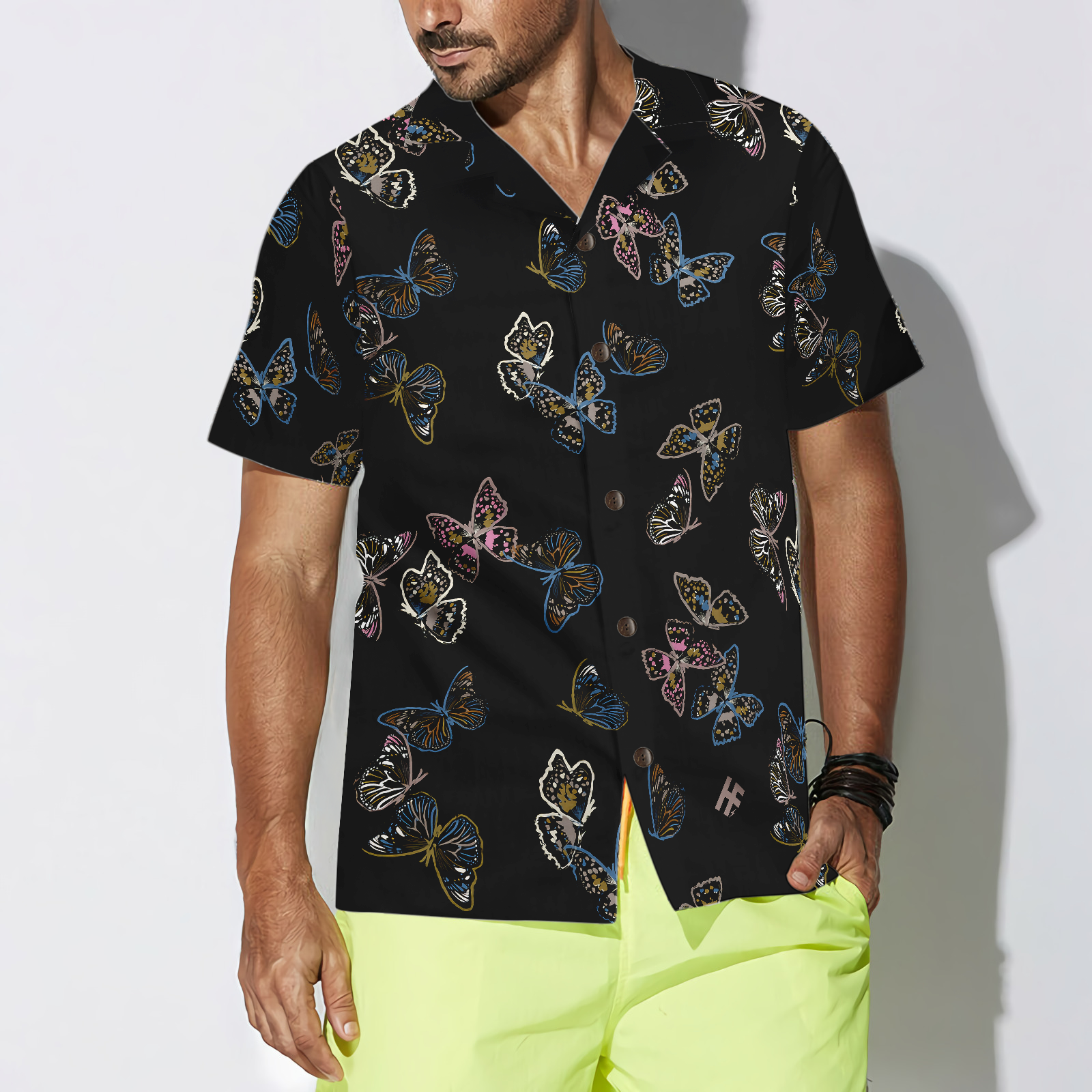 Paint Brush Butterflies Shirt For Men Paint Hawaiian Shirt