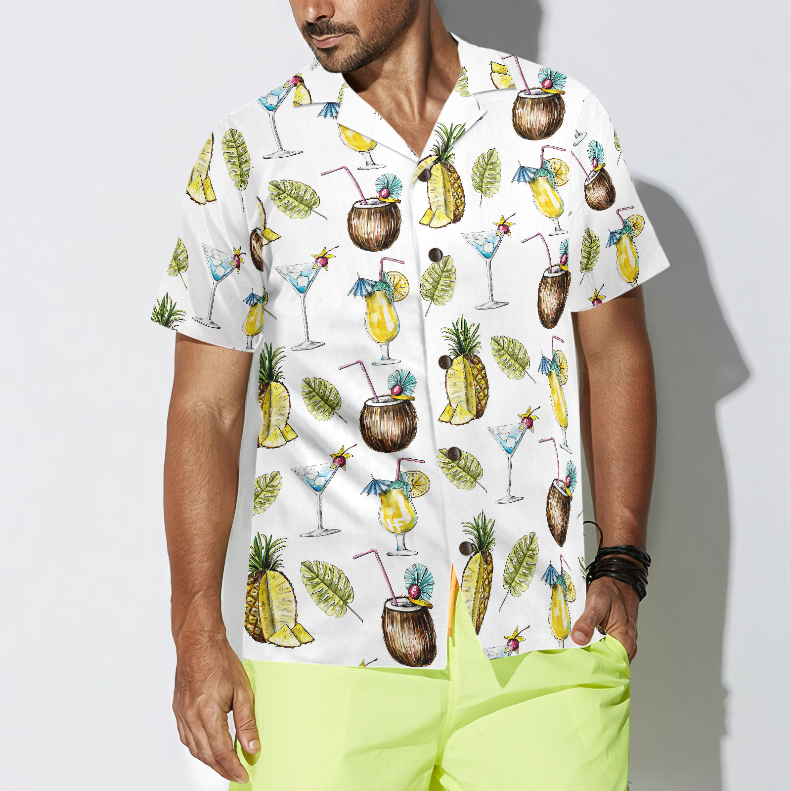 Tropical Coconut Cocktail Shirt For Men Hawaiian Shirt