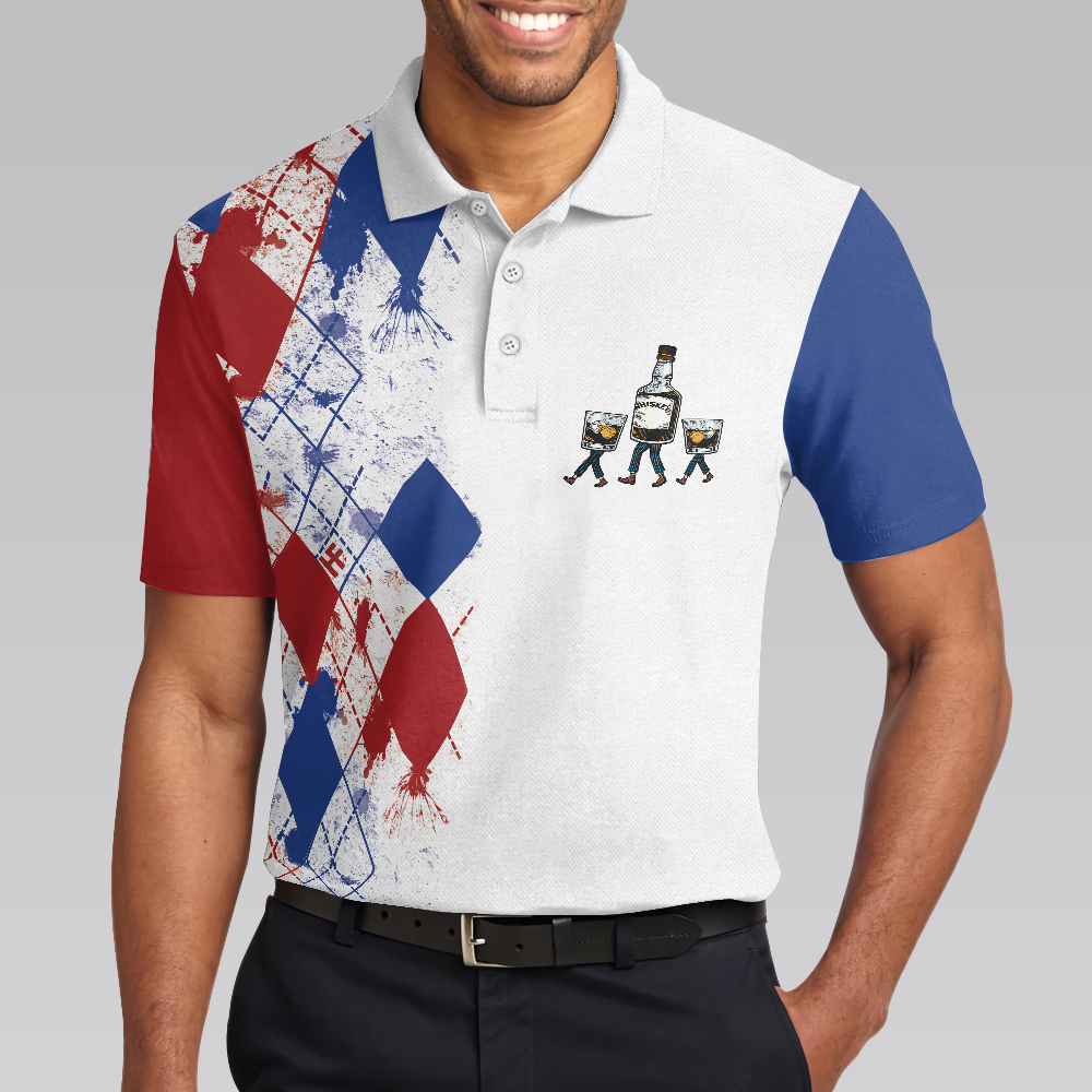Golf If I'm Drunk Polo Shirt, Argyle Pattern Drinking Golf Polo Shirt For Men, Funny Golf Shirt With Sayings