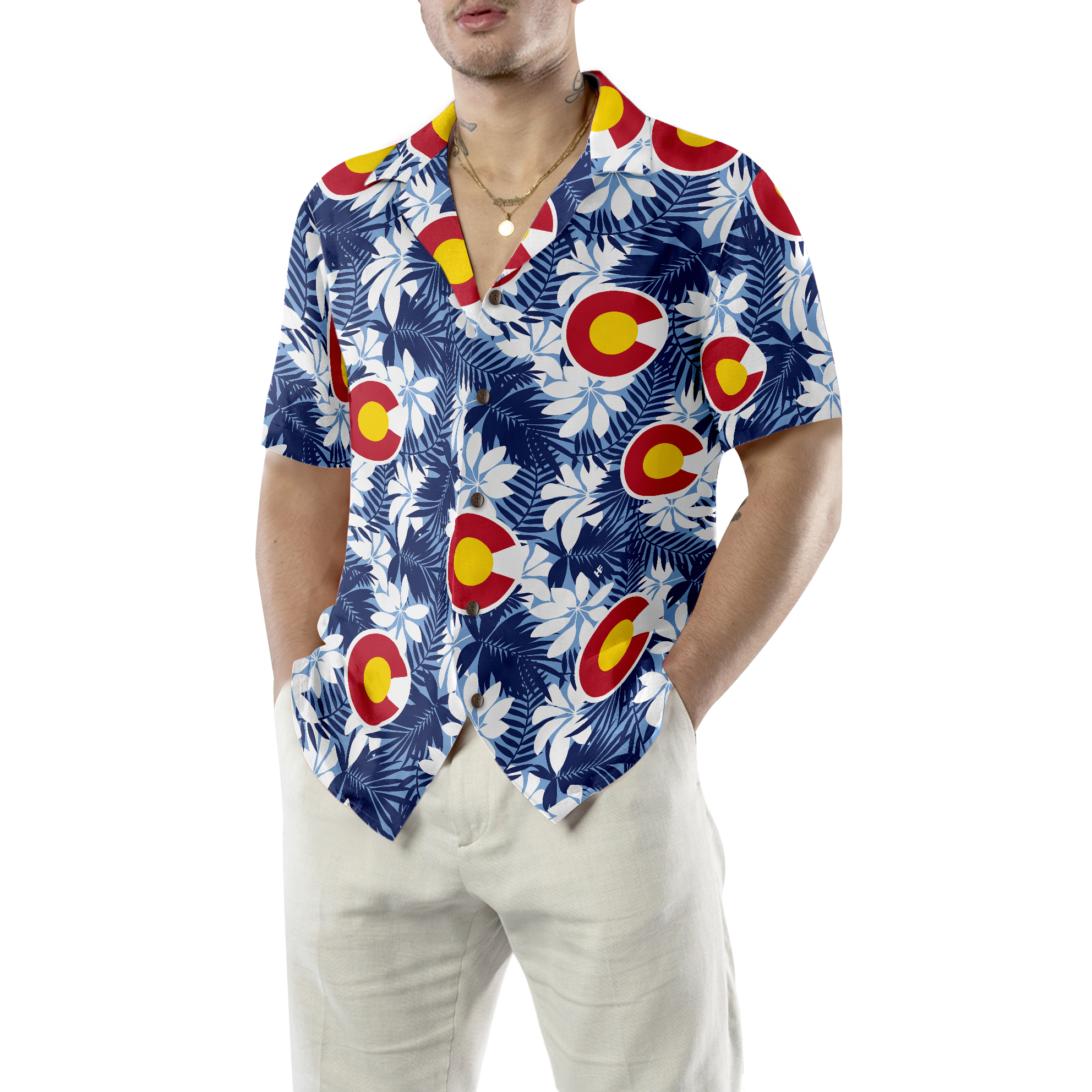 Colorado Flag Seamless Pattern USA Hawaiian Shirt