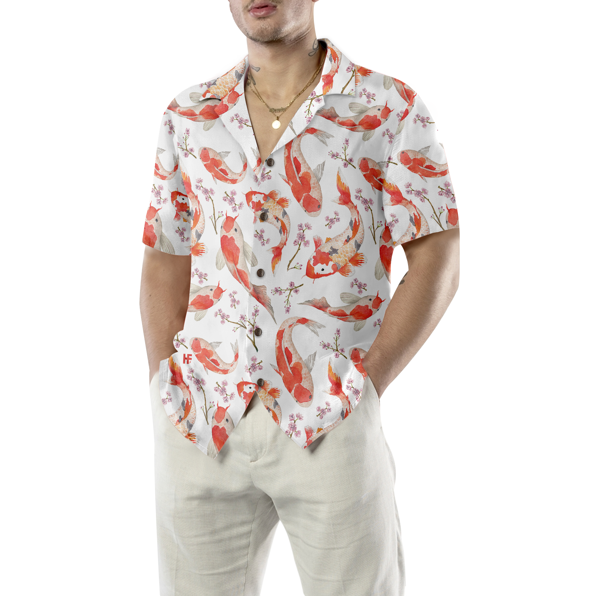 Koi Fish And Cherry Blossom Hawaiian Shirt