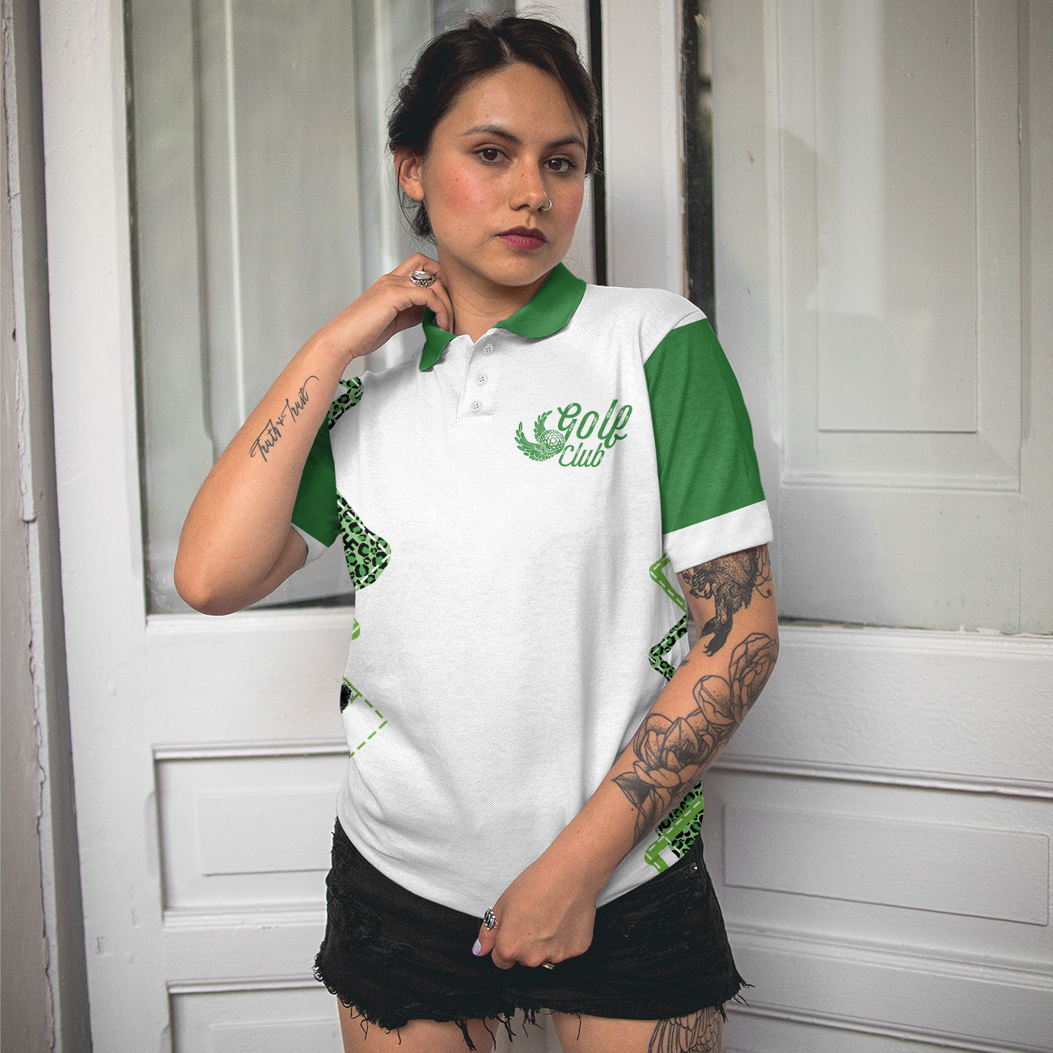 I Canceled My Golf Game To Be Here Golf Short Sleeve Women Polo Shirt, White And Green Golf Shirt For Ladies