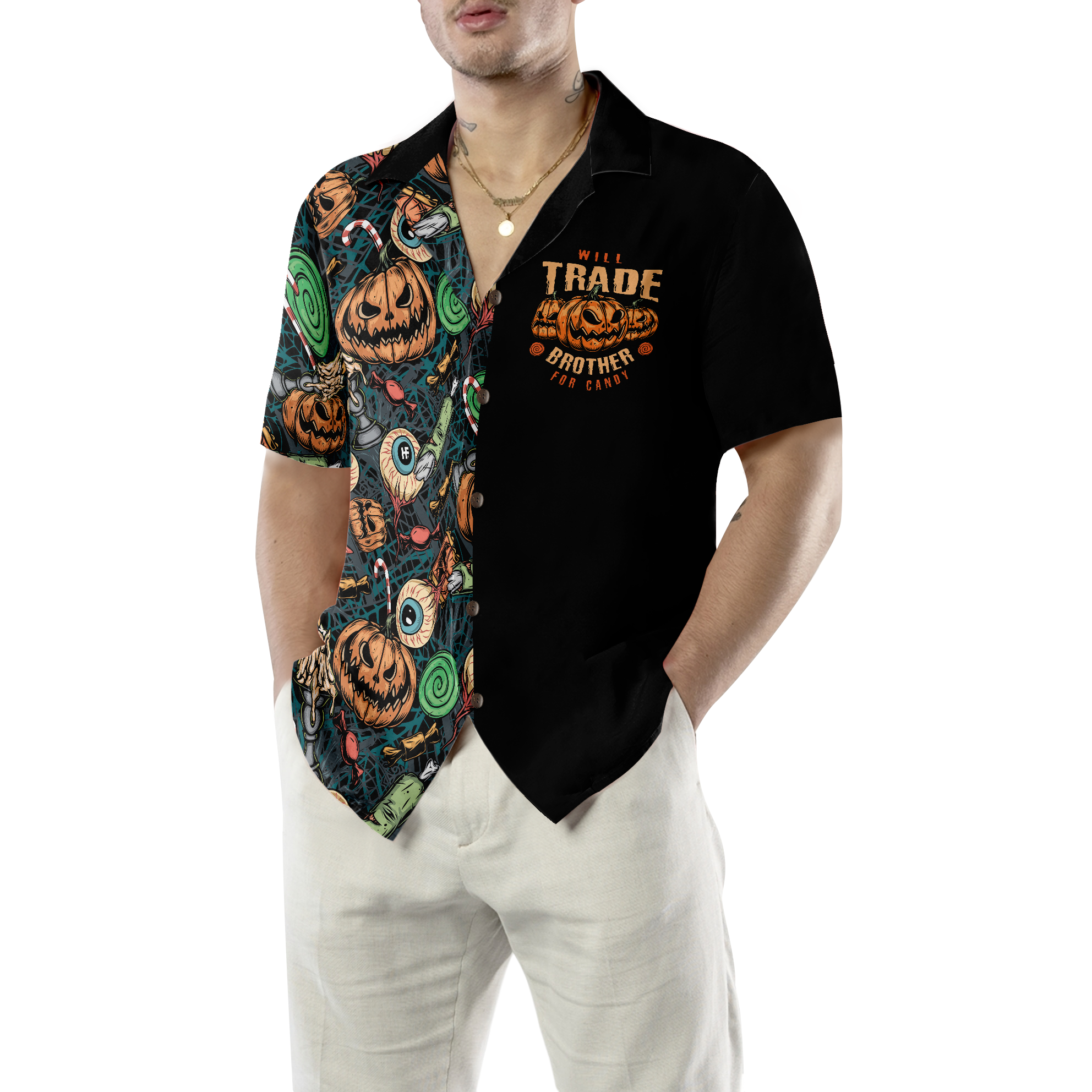 Vintage Halloween Scary Pumpkin Hawaiian Shirt
