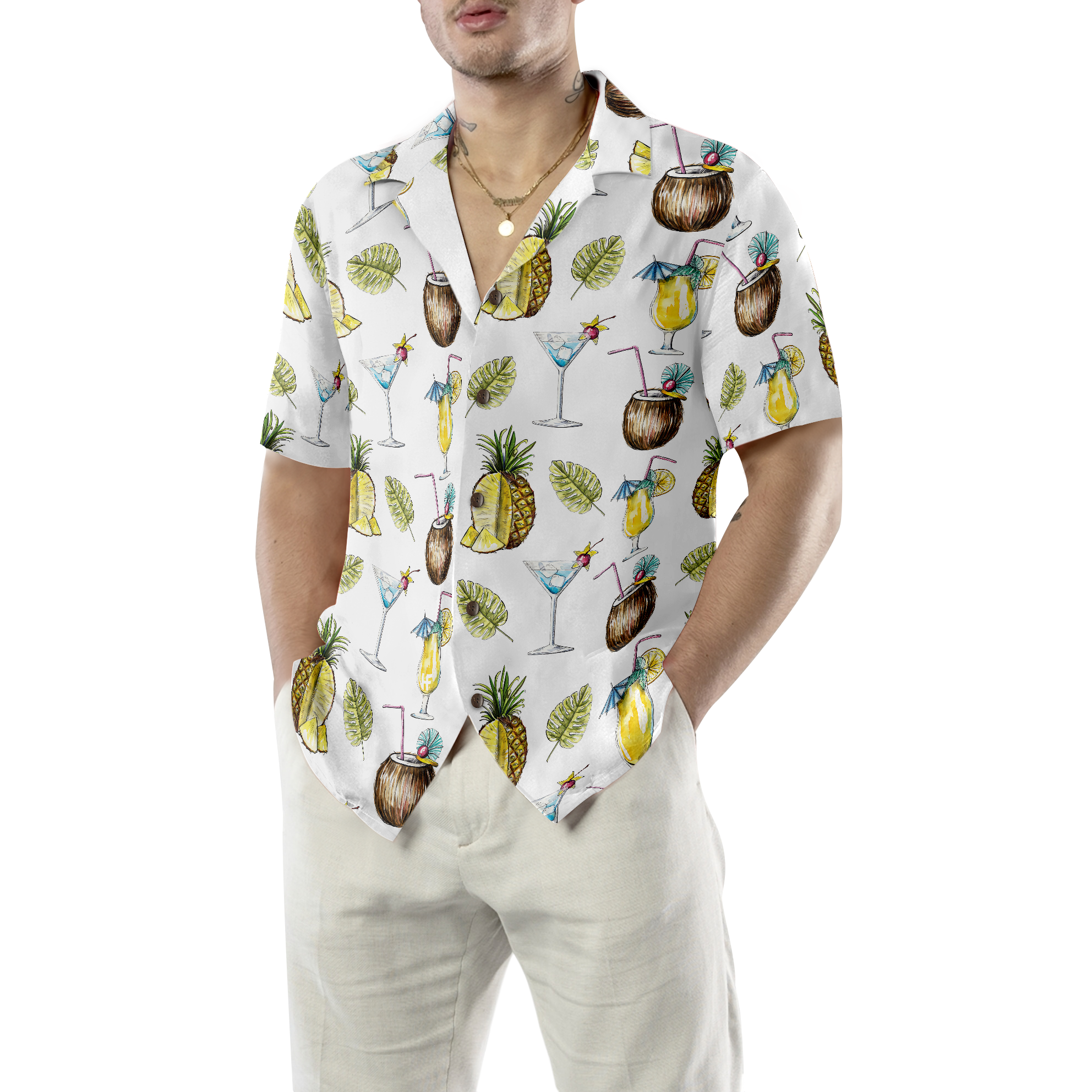 Tropical Coconut Cocktail Shirt For Men Hawaiian Shirt