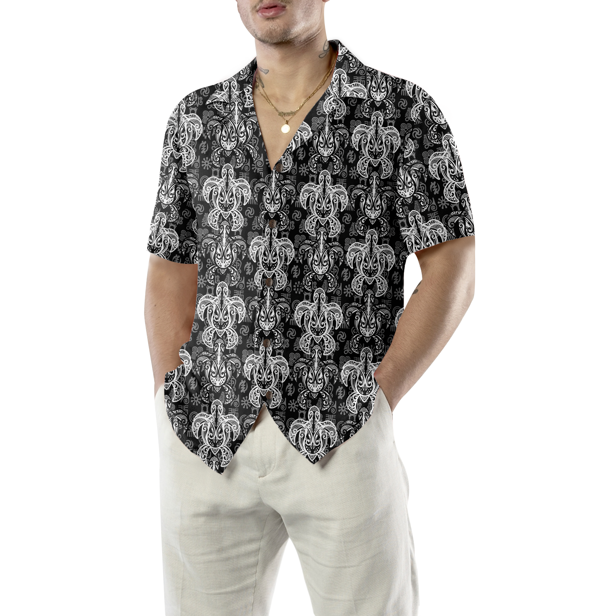 Indigenous Tribal Polynesian Style Sea Turtle Hawaiian Shirt