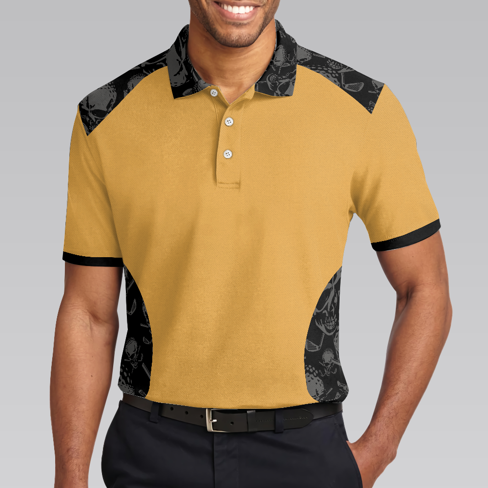 Grip It Rip It Sip It Golf Polo Shirt, Skull Pattern Shirt For Halloween, Scary Gift Idea For Golfers