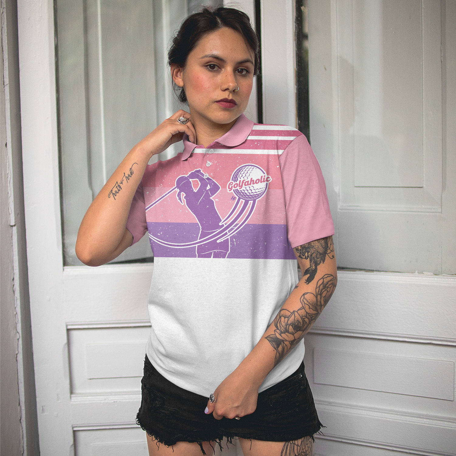 I Golf Like A Girl Try To Keep Up V2 Short Sleeve Women Polo Shirt, Pink Golf Shirt For Ladies