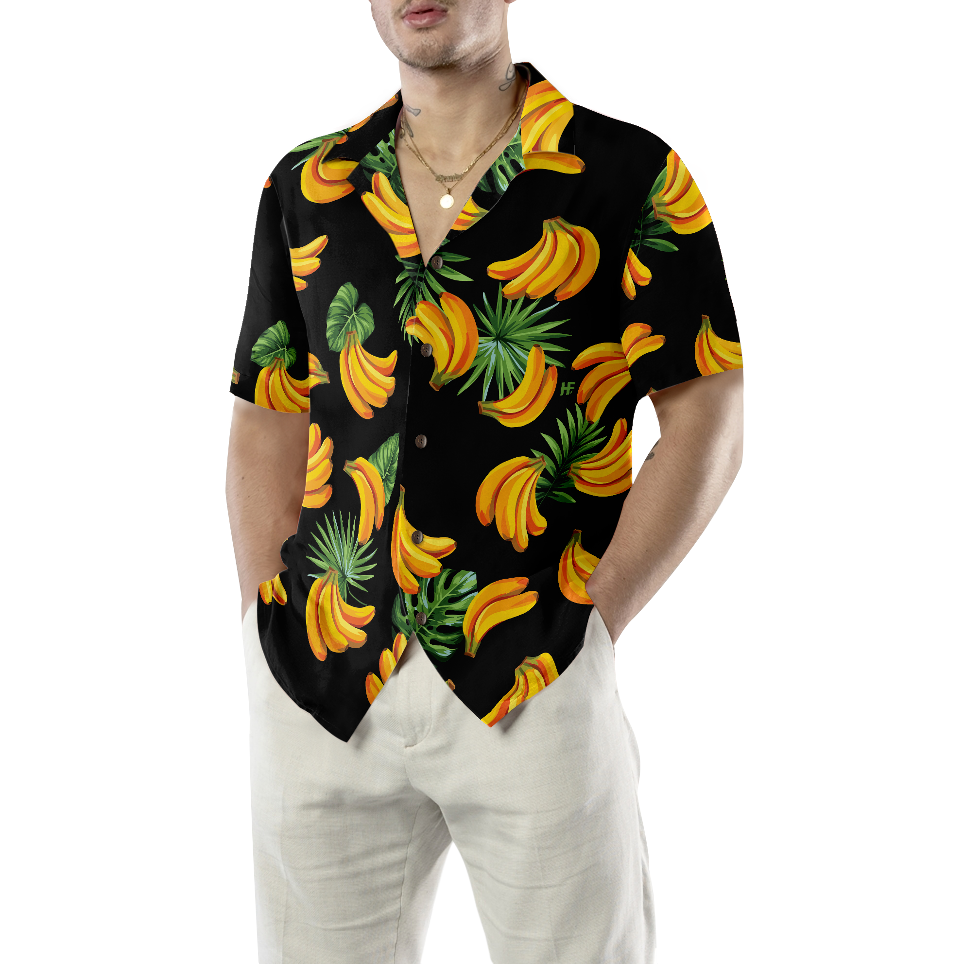 Banana & Tropical Palm Leaves Hawaiian Shirt