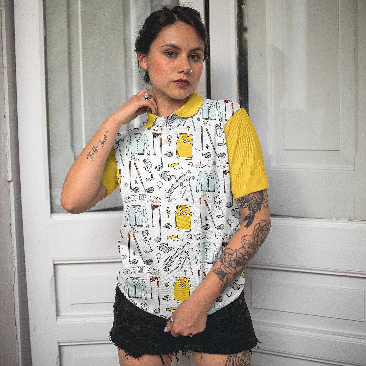 Golf Life In Yellow V2 Short Sleeve Women Polo Shirt