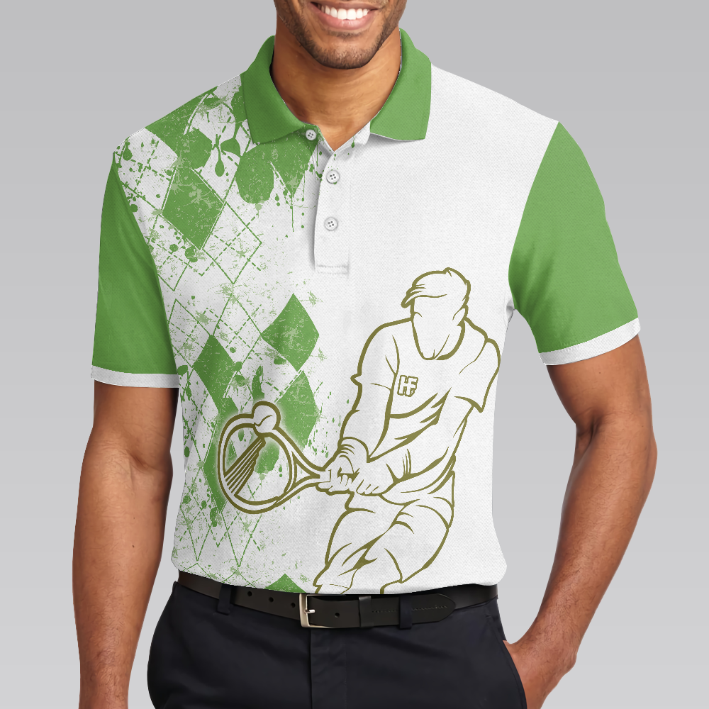 Tennis Now Beer Later Polo Shirt, White And Green Tennis Shirt For Men