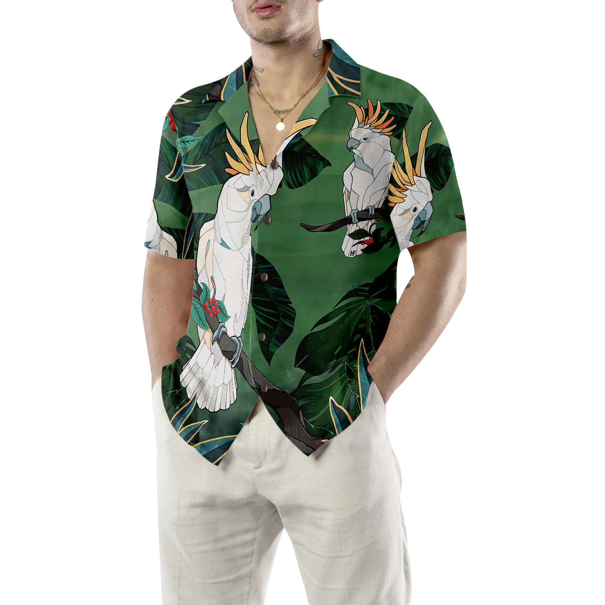Tropical Cockatoo Parrot Hawaiian Shirt