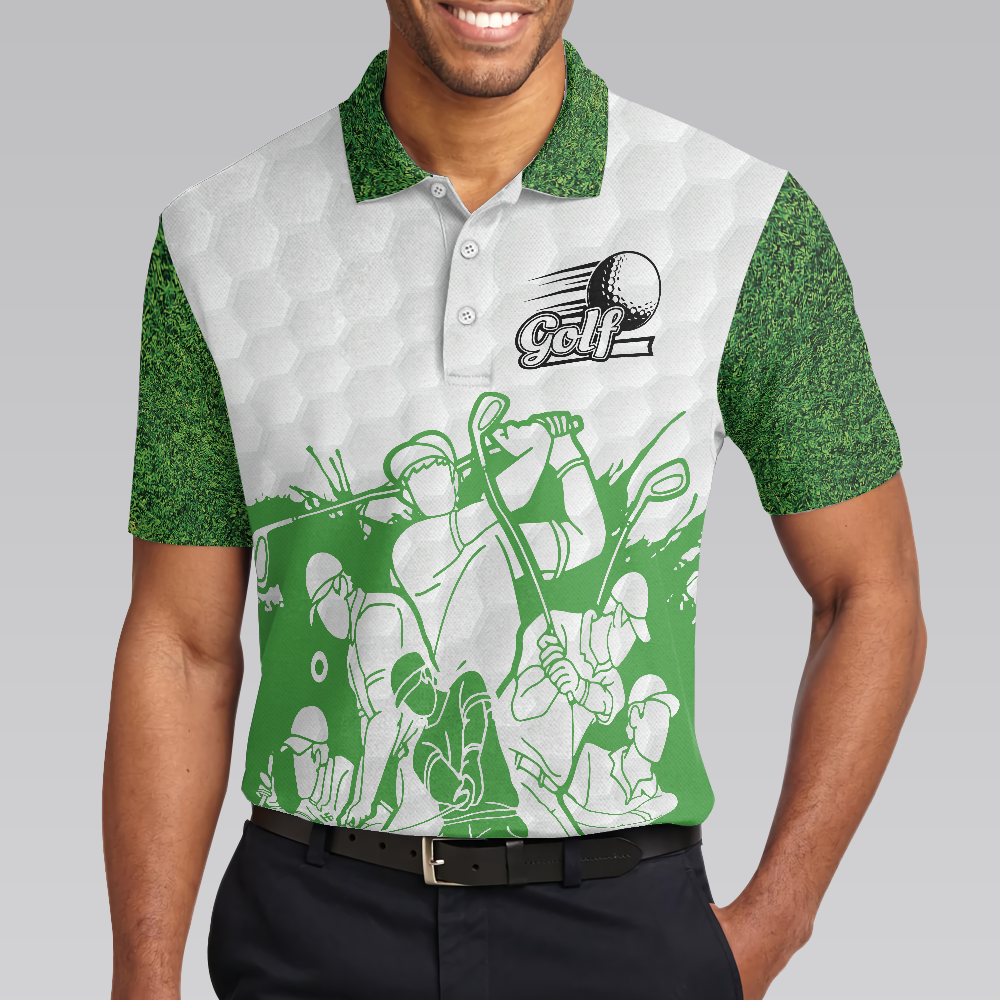 King Of The Green Golf Polo Shirt, White And Green Golf Shirt For Men, Cool Gift For Golfers