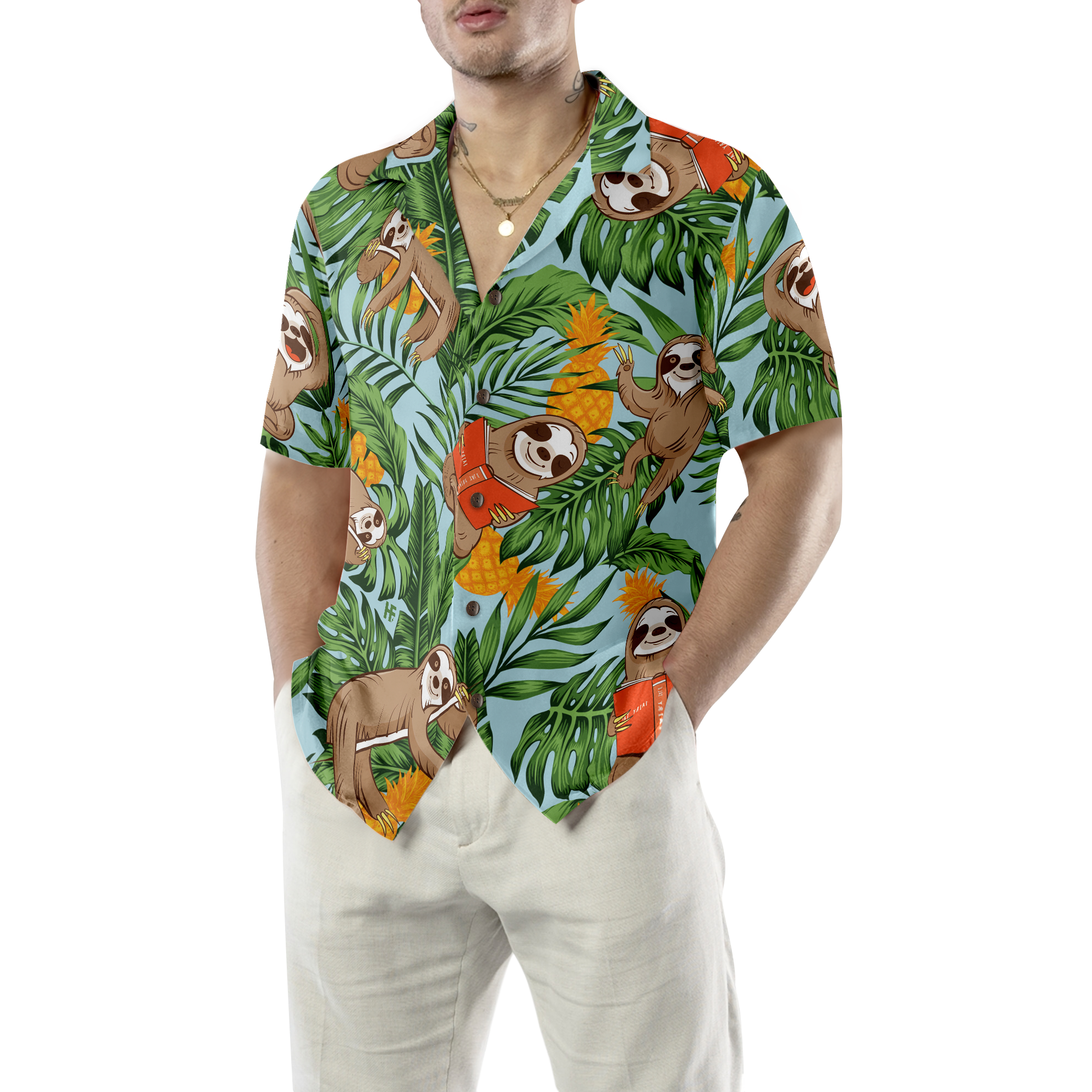 Sloth With Tropical Fruit Shirt For Men Hawaiian Shirt