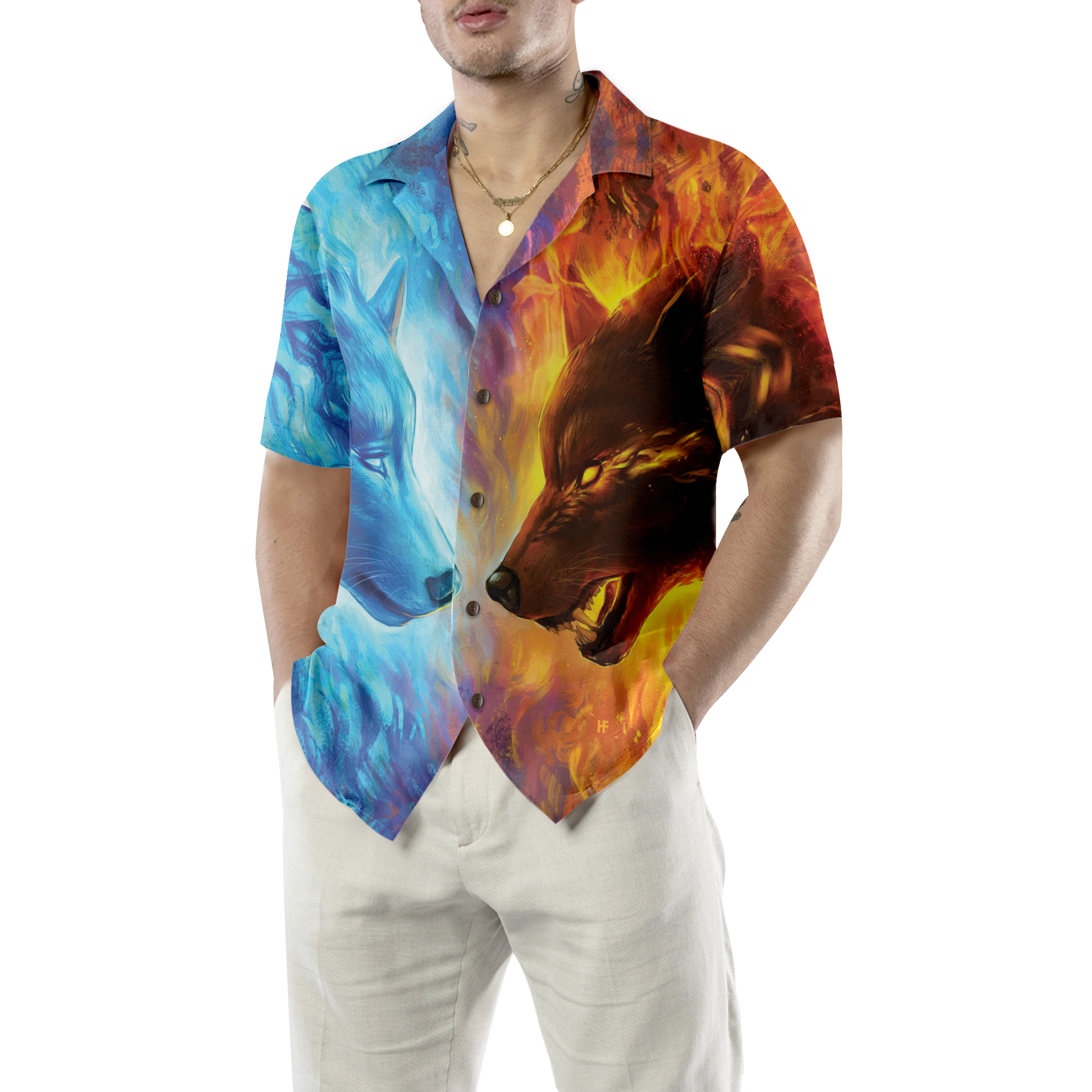 Ice And Fire Wolf Hawaiian Shirt