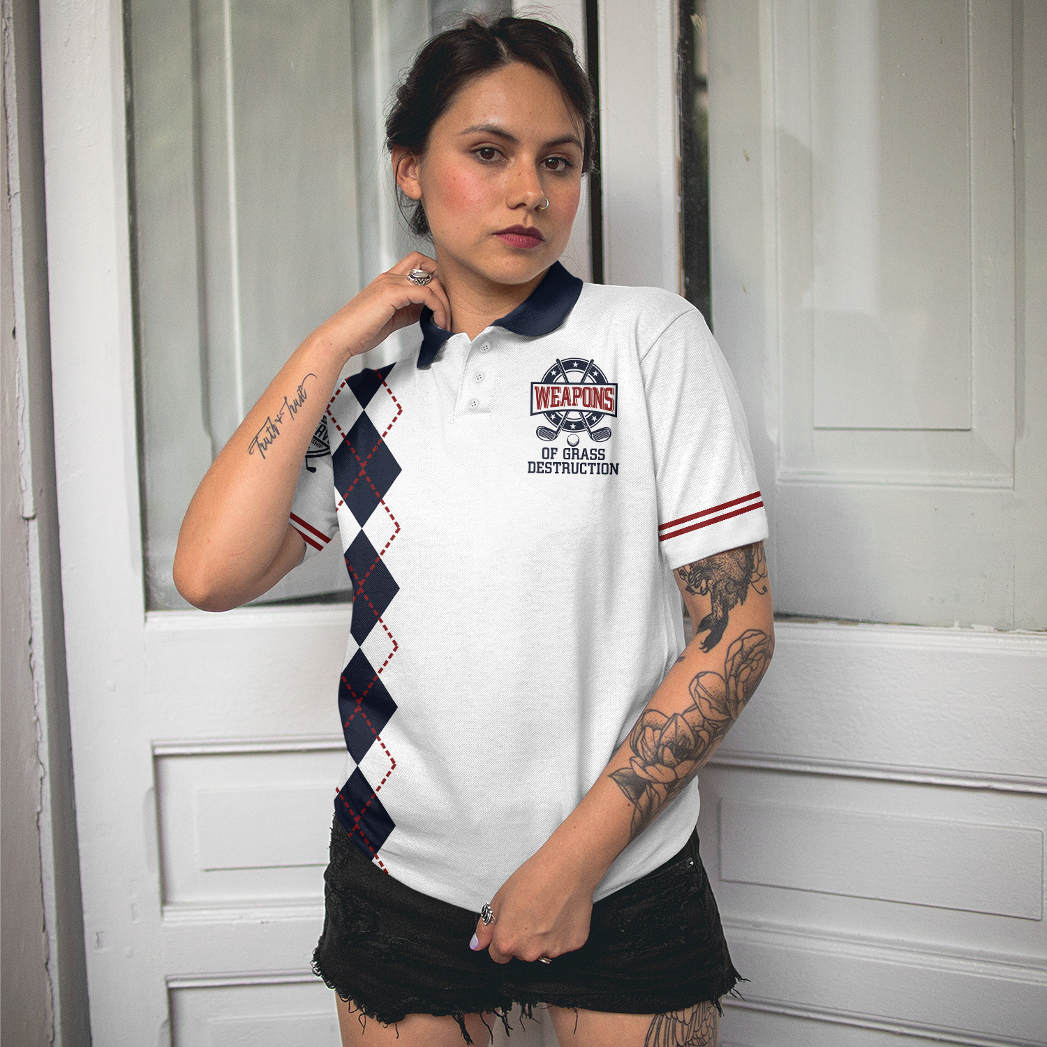 Golf Weapons Of Grass Destruction Shirt For Woman Short Sleeve Women Polo Shirt