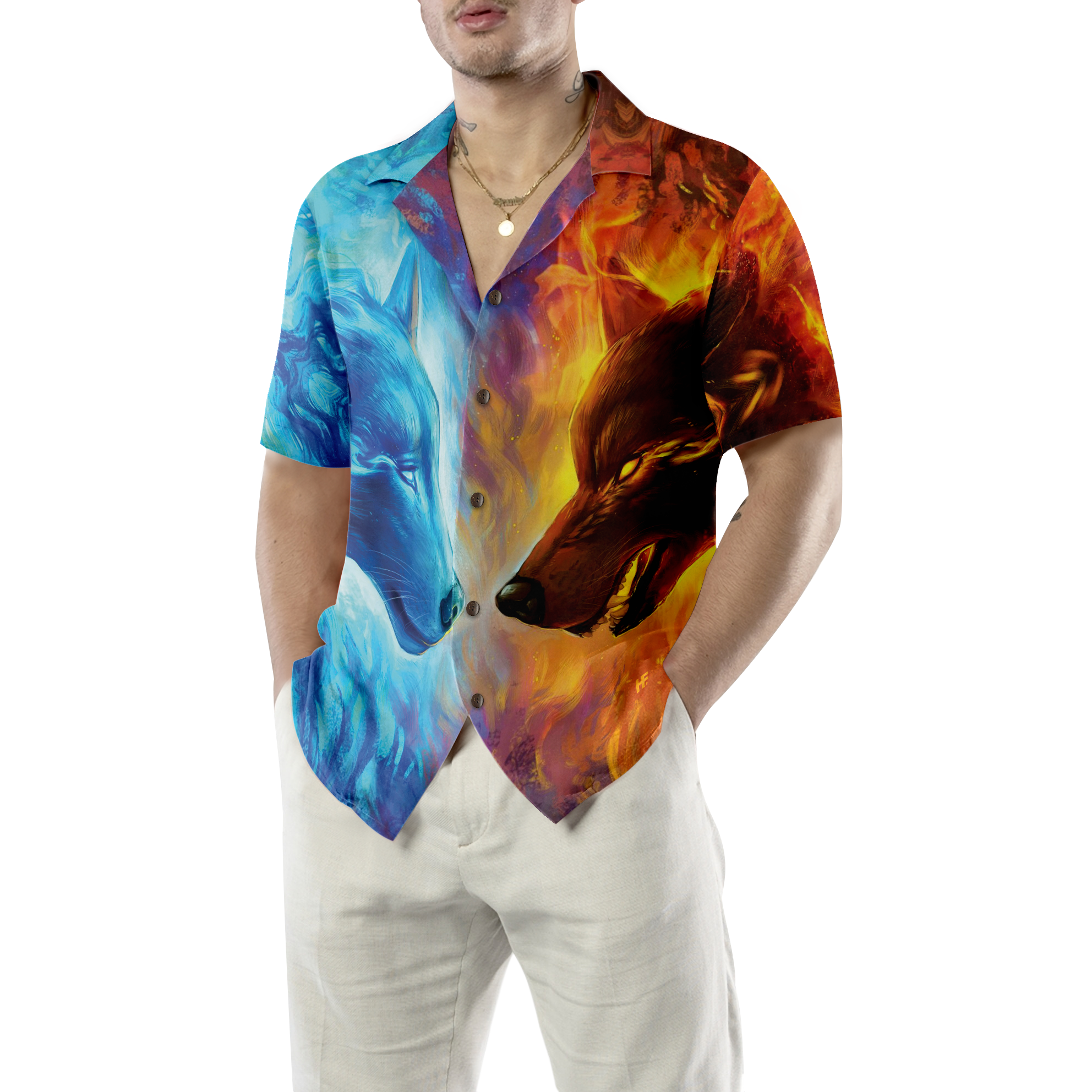 Ice And Fire Wolf Hawaiian Shirt