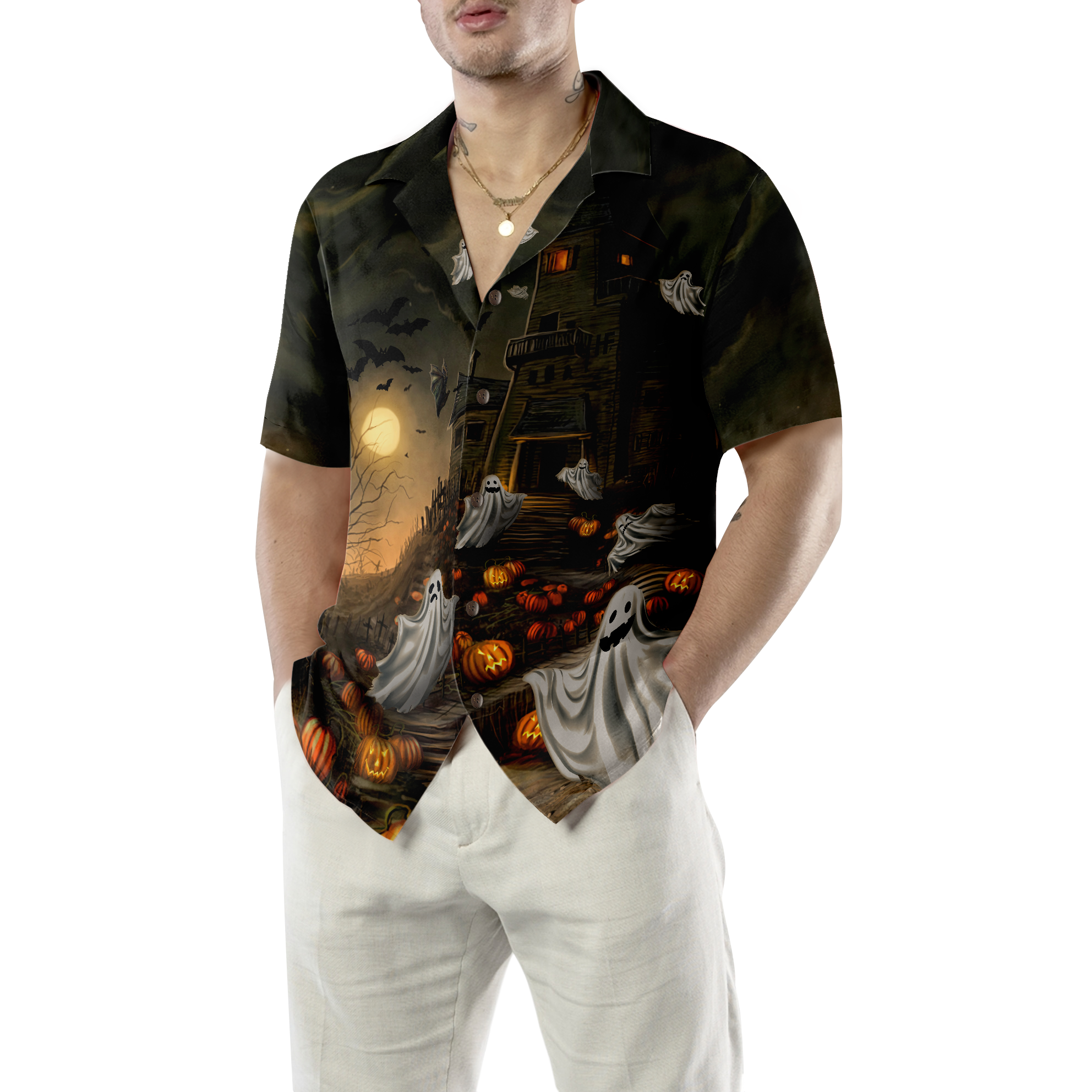 Haunted House For Ghost Halloween Hawaiian Shirt, Halloween Shirt For Men And Women