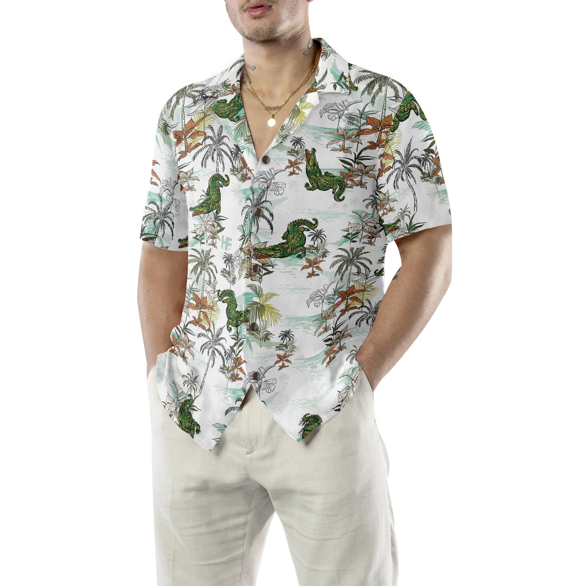 Alligator Seamless Pattern Shirt For Men Hawaiian Shirt