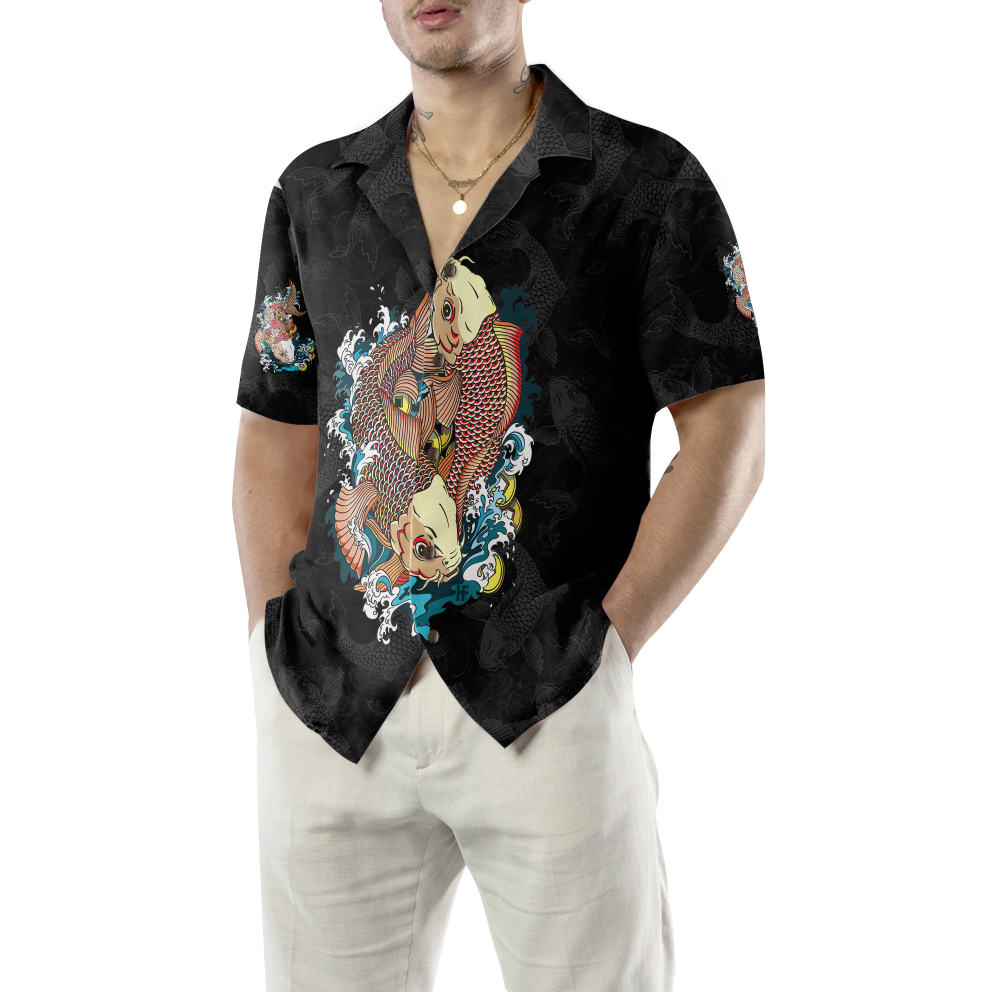 Japanese Carp Koi Gold Fishes Hawaiian Shirt
