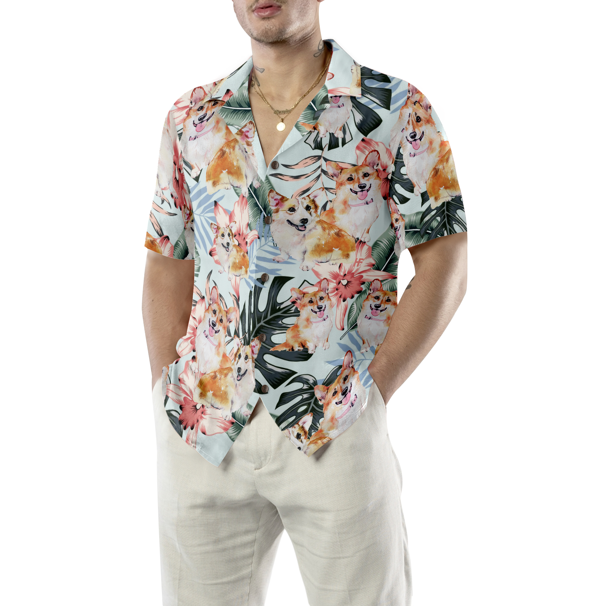 Corgi Life Shirt For Men Hawaiian Shirt
