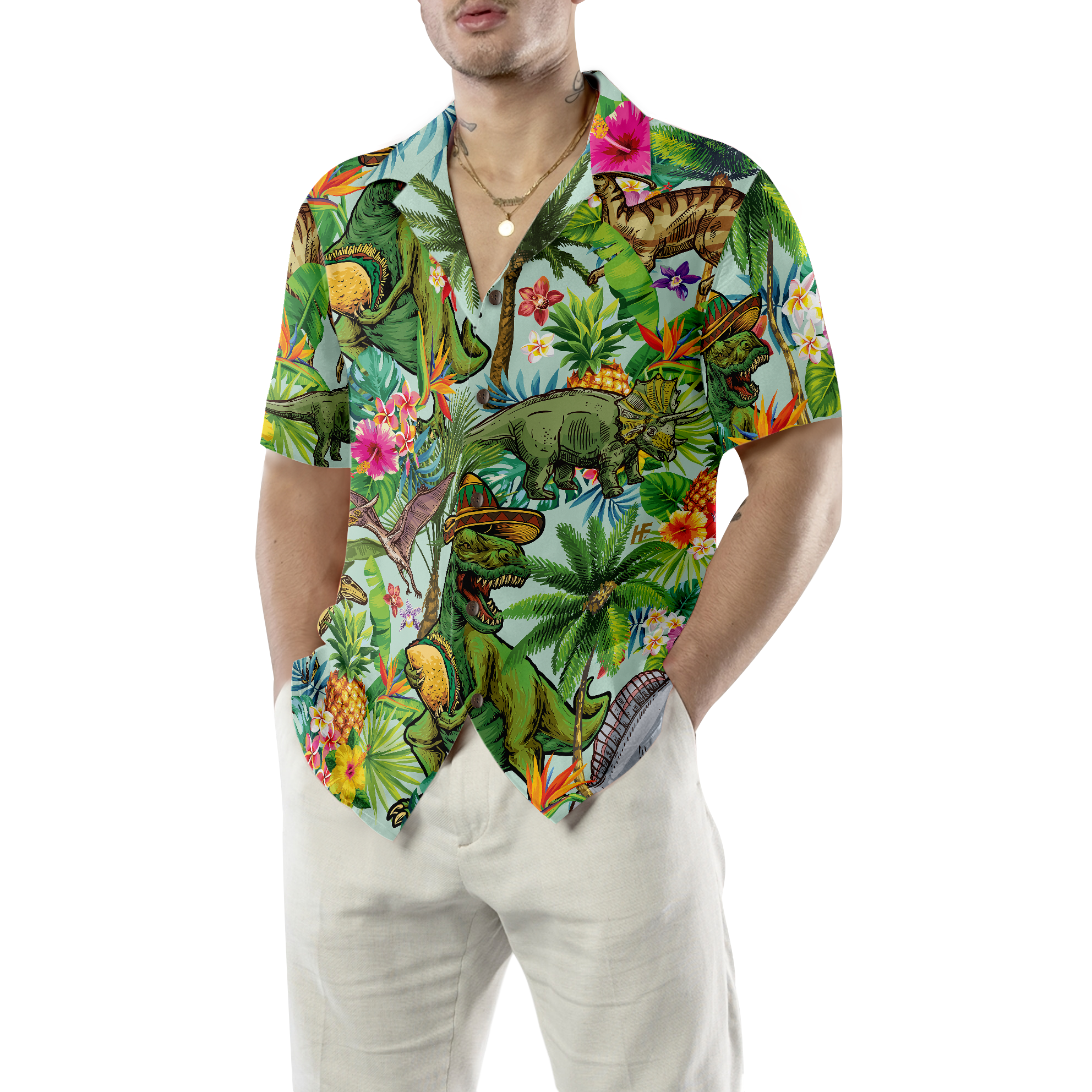 Tropical Dinosaur Hawaiian Shirt