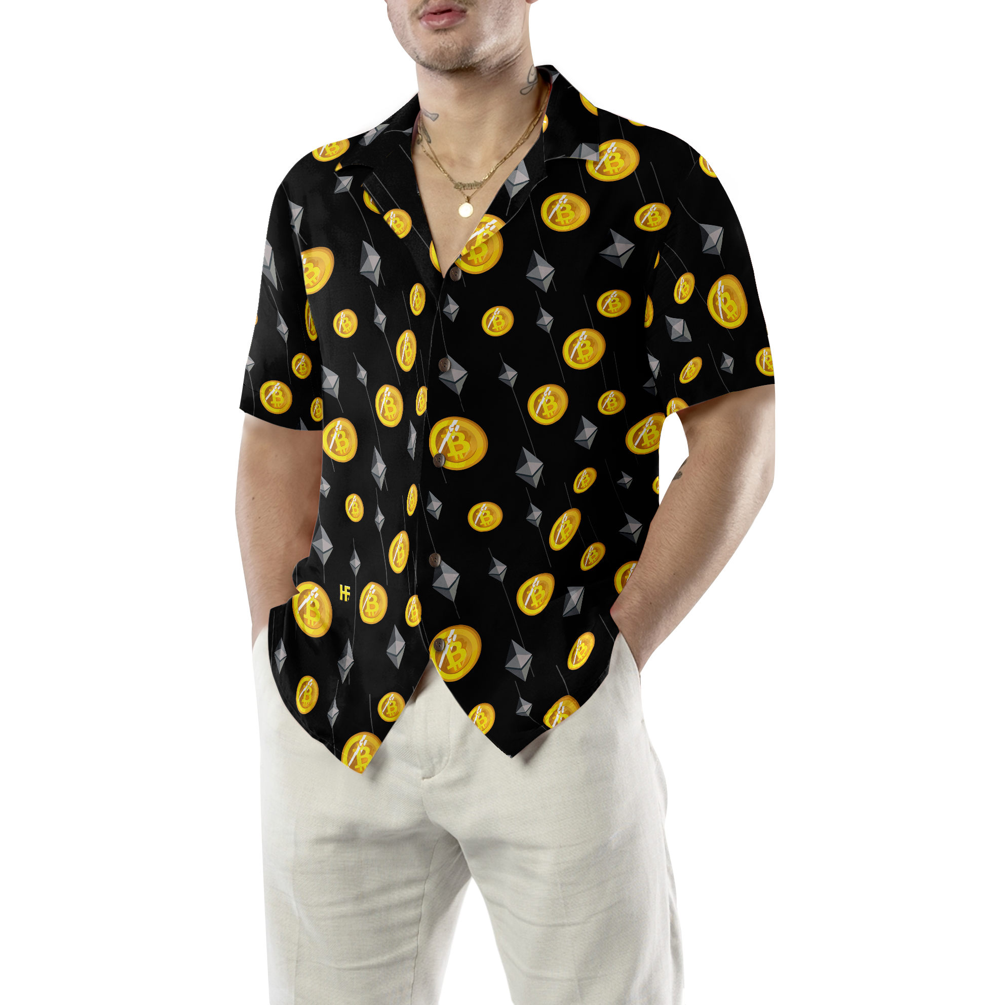 Cryptocurrency Bitcoin And Ethereum Hawaiian Shirt