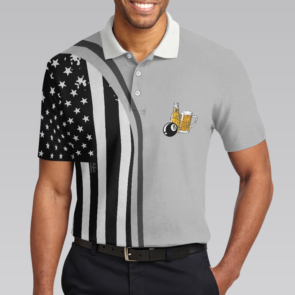 Weekend Forecast Pool Player Billiards Polo Shirt, American Flag Pattern Billiard Polo Shirt, Gift For Billiard Lovers
