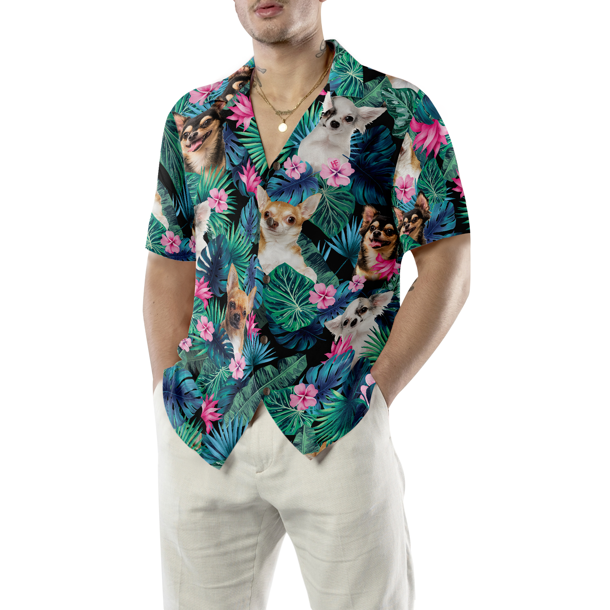 Tropical Chihuahua Dog Hawaiian Shirt