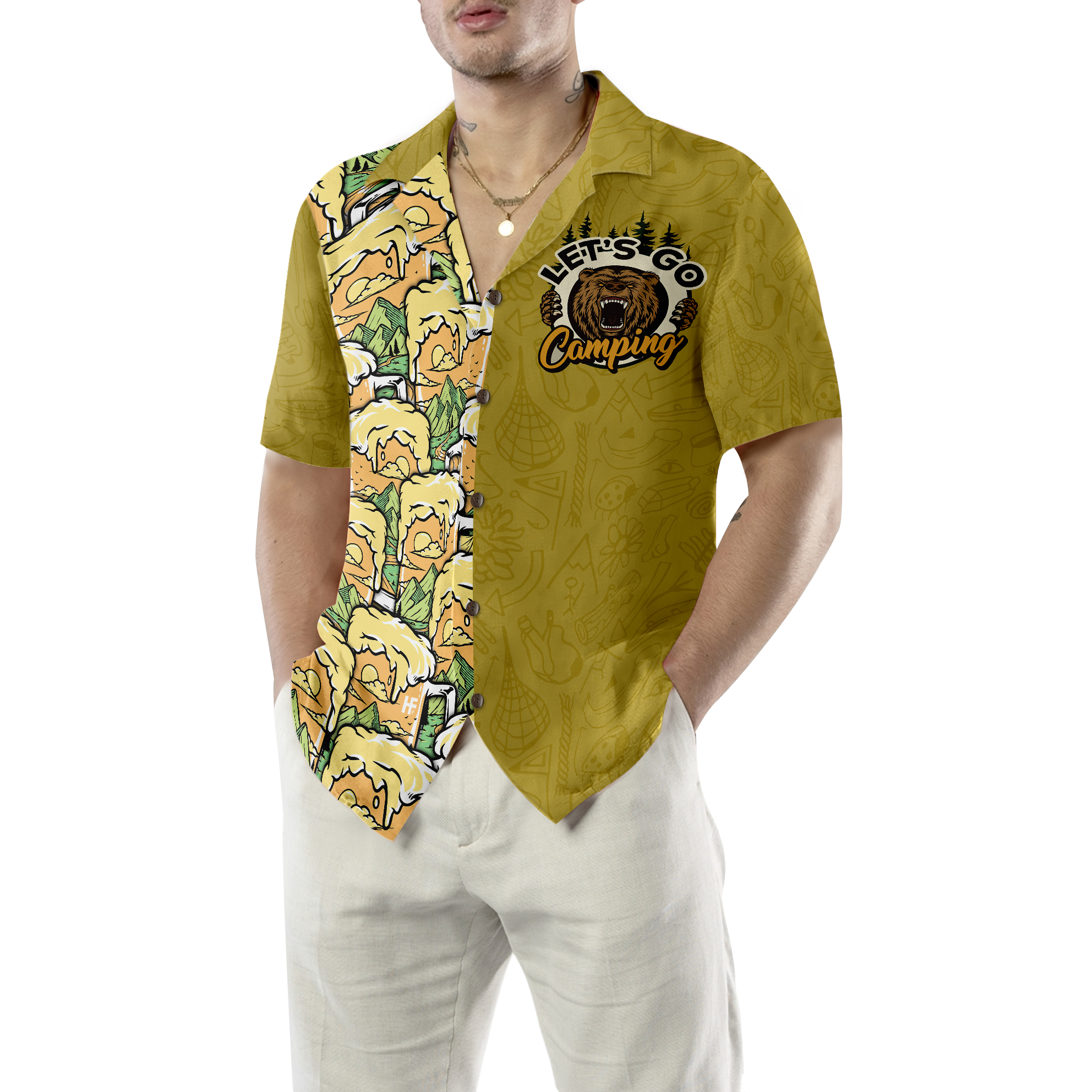 Camping Bear Drink Beer Hawaiian Shirt