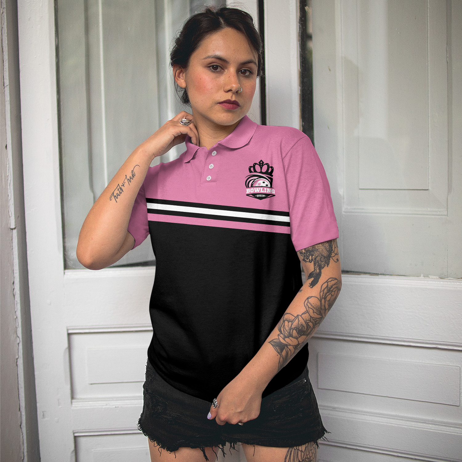 I'm A Classy Sassy Bowling Girl Black And Pink Bowling Short Sleeve Women Polo Shirt, Bowling Gift For Ladies