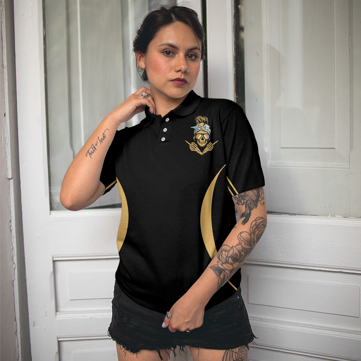 Peace Love And Light Vintage Sunset V2 Short Sleeve Women Polo Shirt