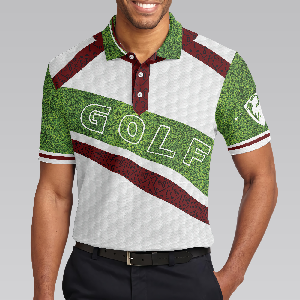 White And Green Men Golfer Golf Polo Shirt, Unique Golf Shirt For Men, Cool Gift For Golfers