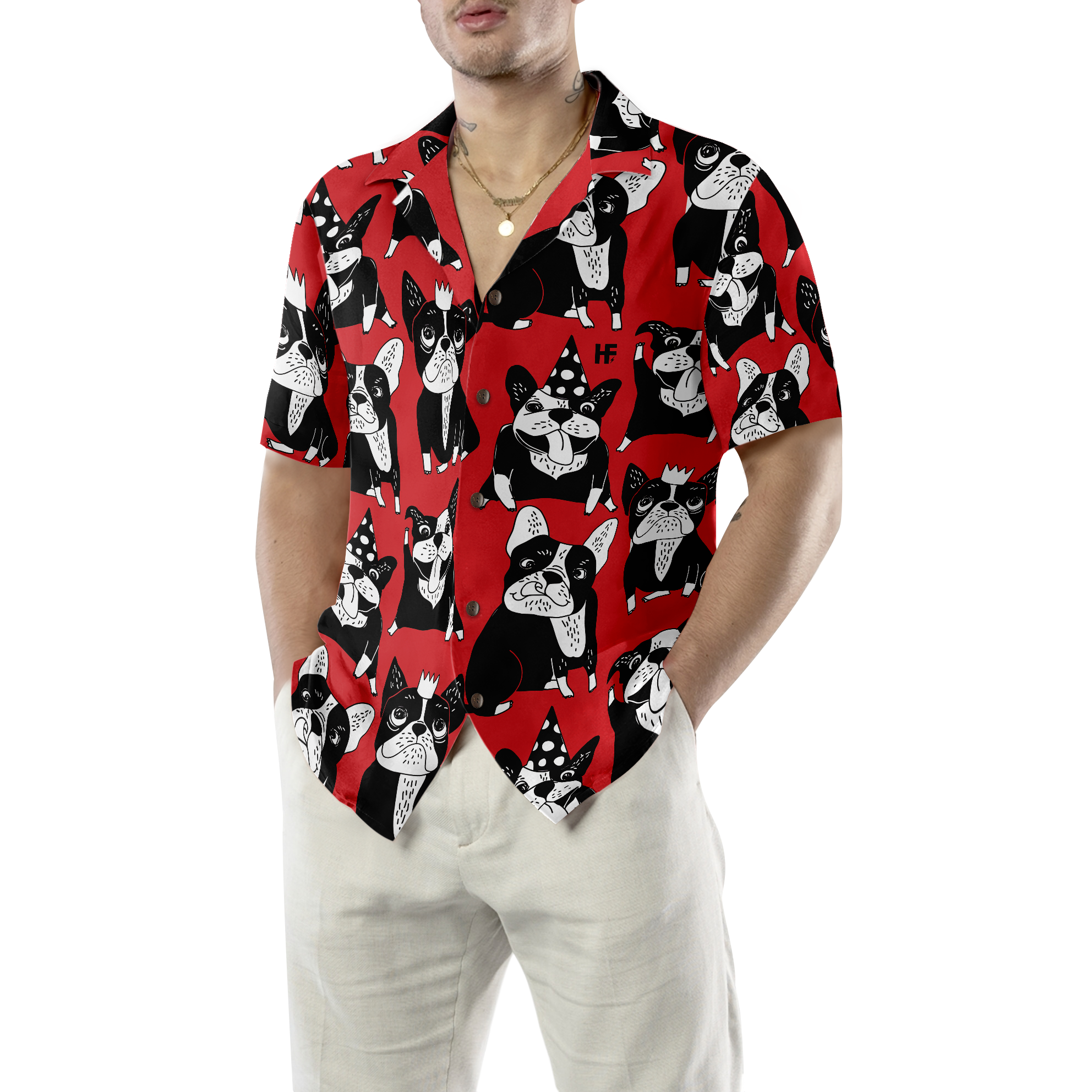 Funny Red French Bulldog Hawaiian Shirt