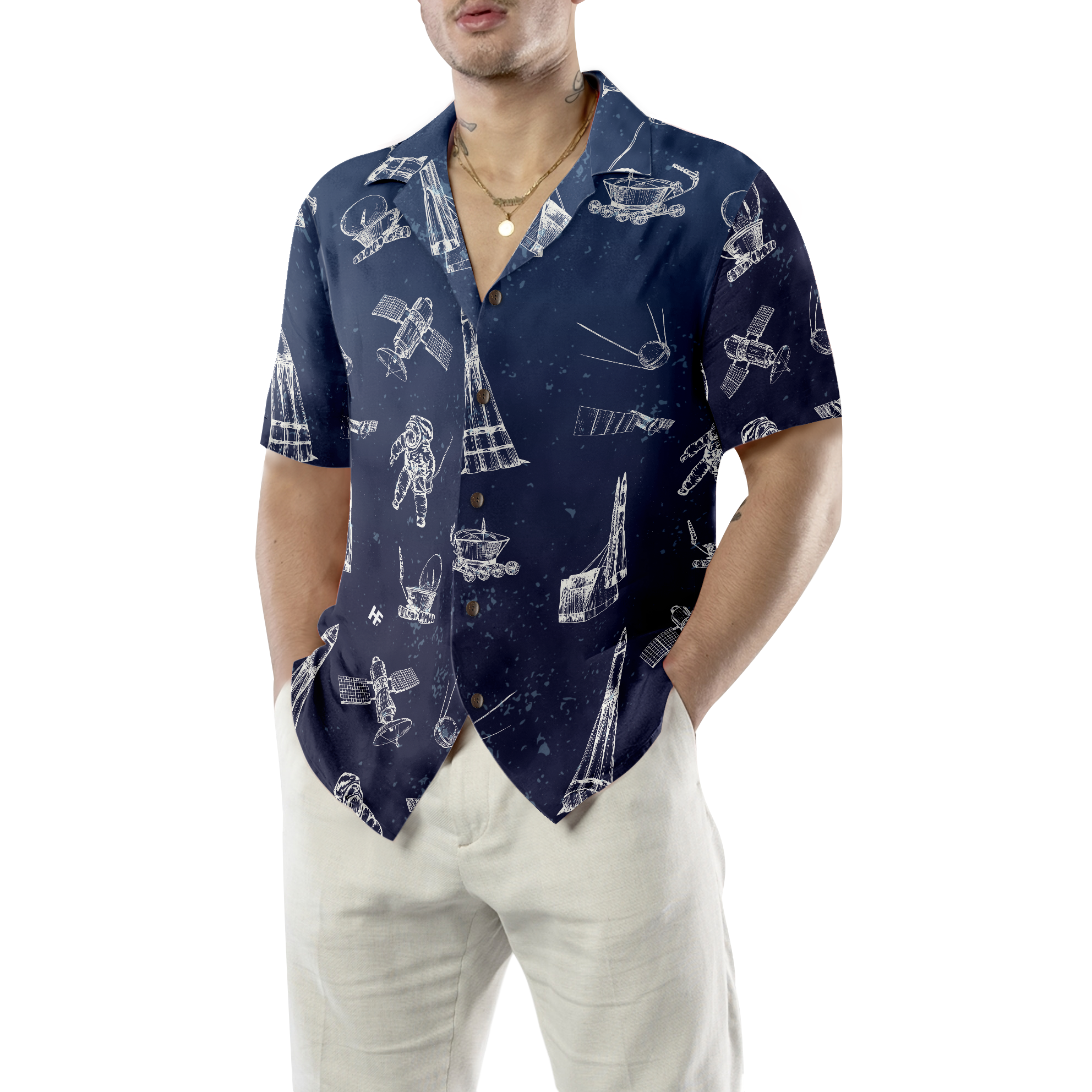 Spaceship And Spaceman Hawaiian Shirt