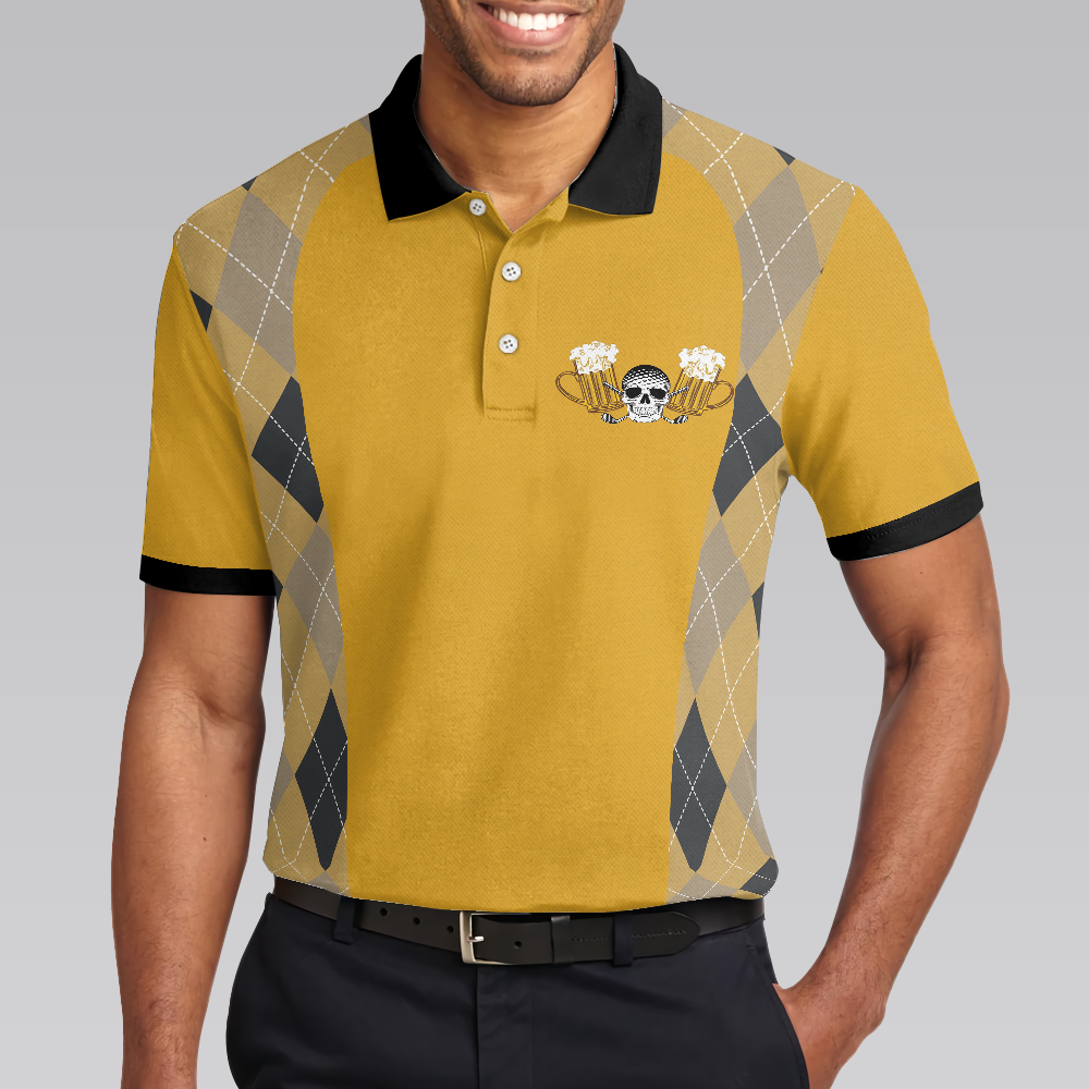 Let's Sink 'Em And Drink 'Em Golf Polo Shirt, Plaid Pattern Golf Beer Polo, Golf Gift Idea For Beer Lovers