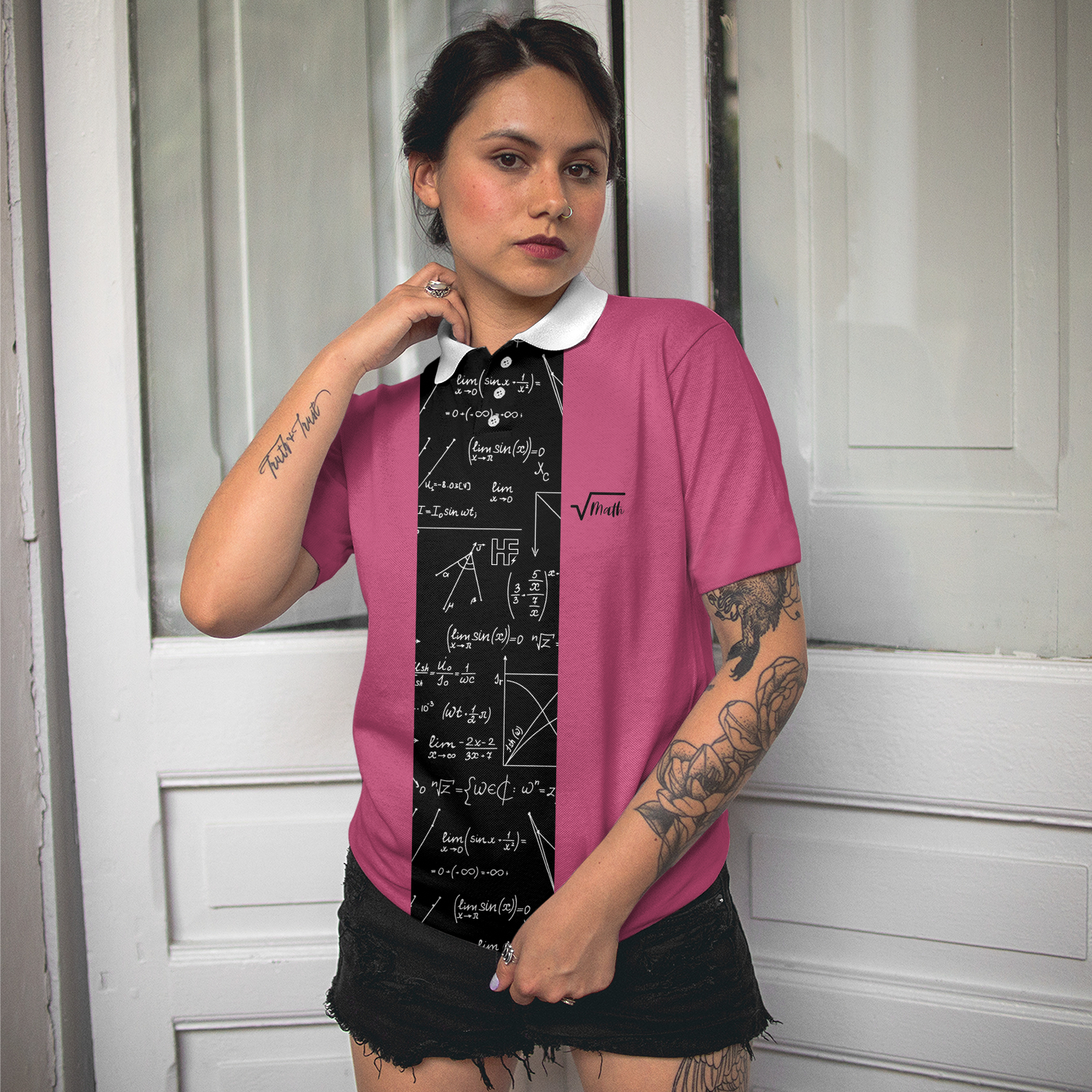 Mistakes Allow Thinking To Happen Math Short Sleeve Women Polo Shirt, Funny Teacher Shirt For Women