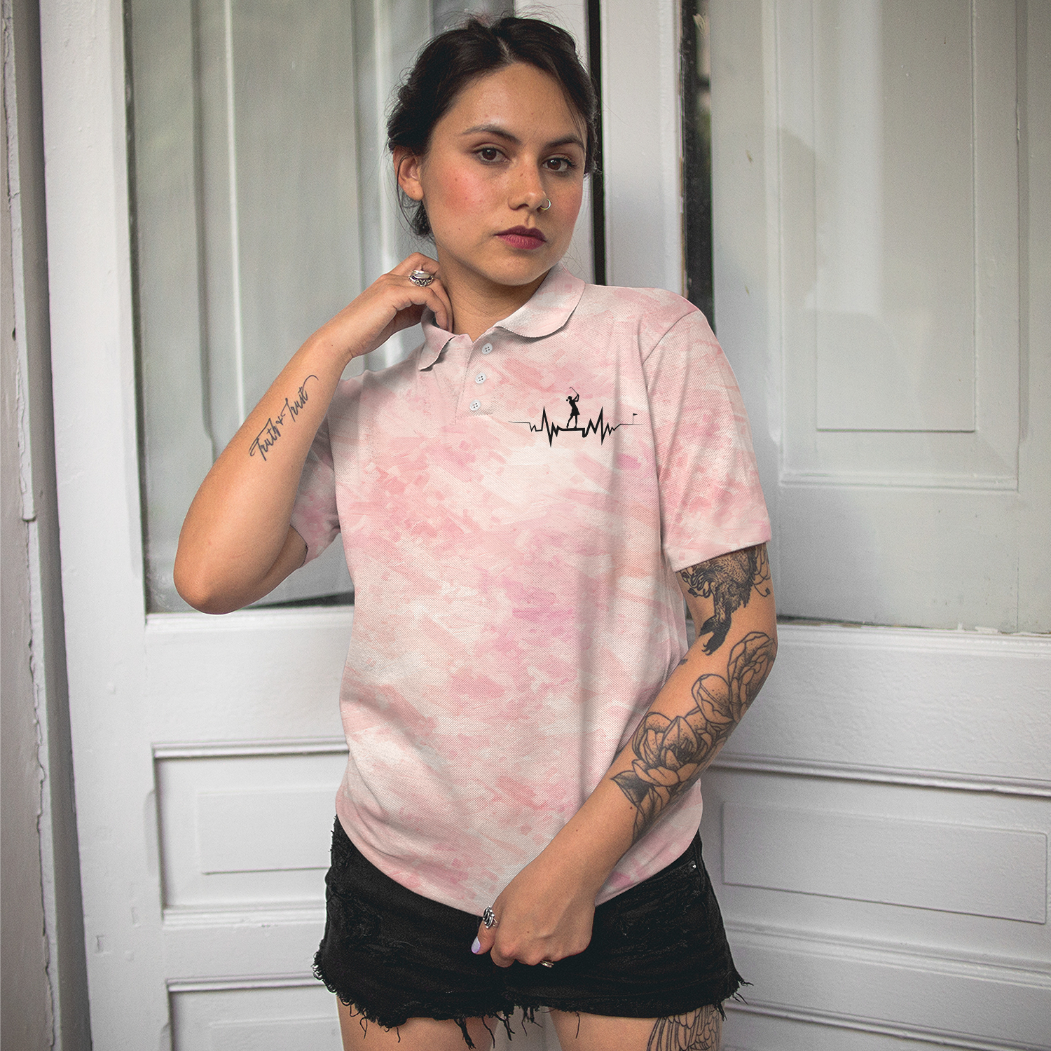 This Girl Runs On Jesus And Golf Short Sleeve Women Polo Shirt