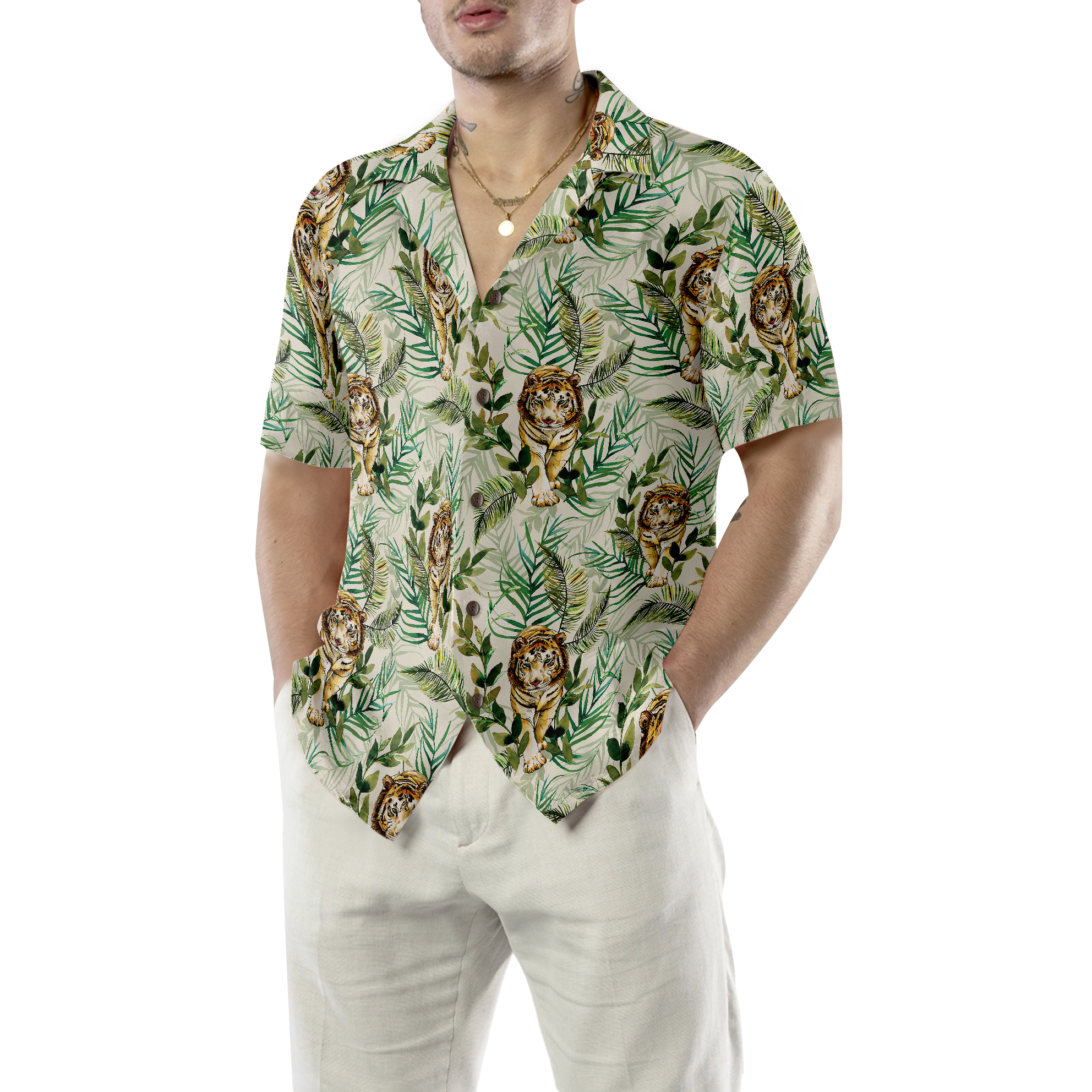 Tropical Jungle Tiger Shirt For Men Hawaiian Shirt