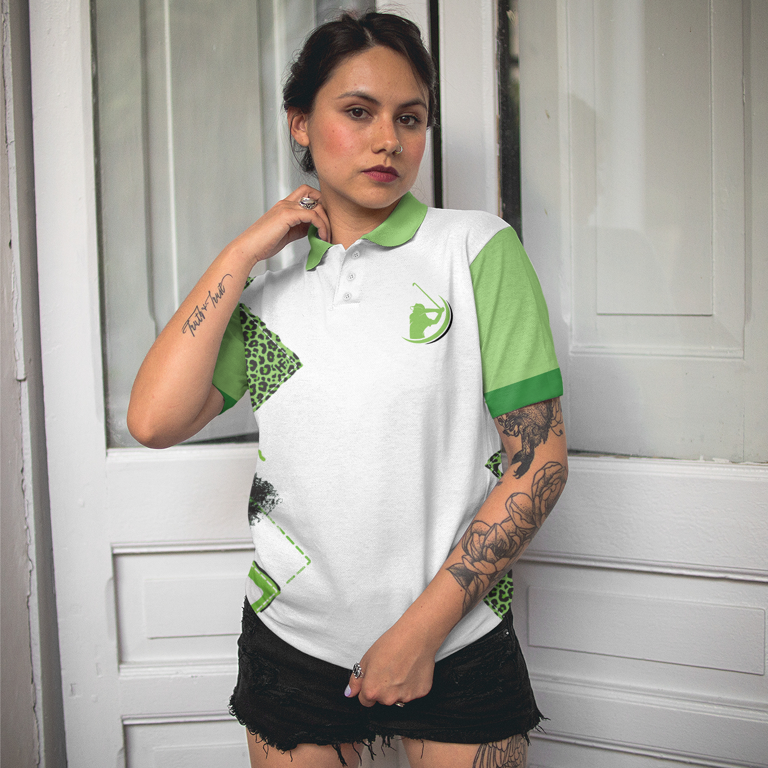 I'm Not Swearing I'm Using My Golf Word Green Ver Short Sleeve Women Polo Shirt - Hyperfavor