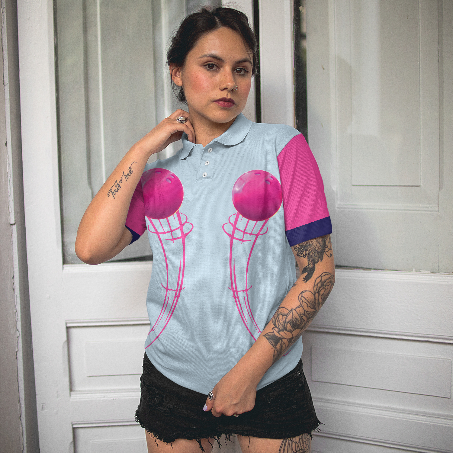 Watch Out This Girl Knows How To Handle Her Balls Bowling Short Sleeve Women Polo Shirt, Bowling Polo Shirt Design