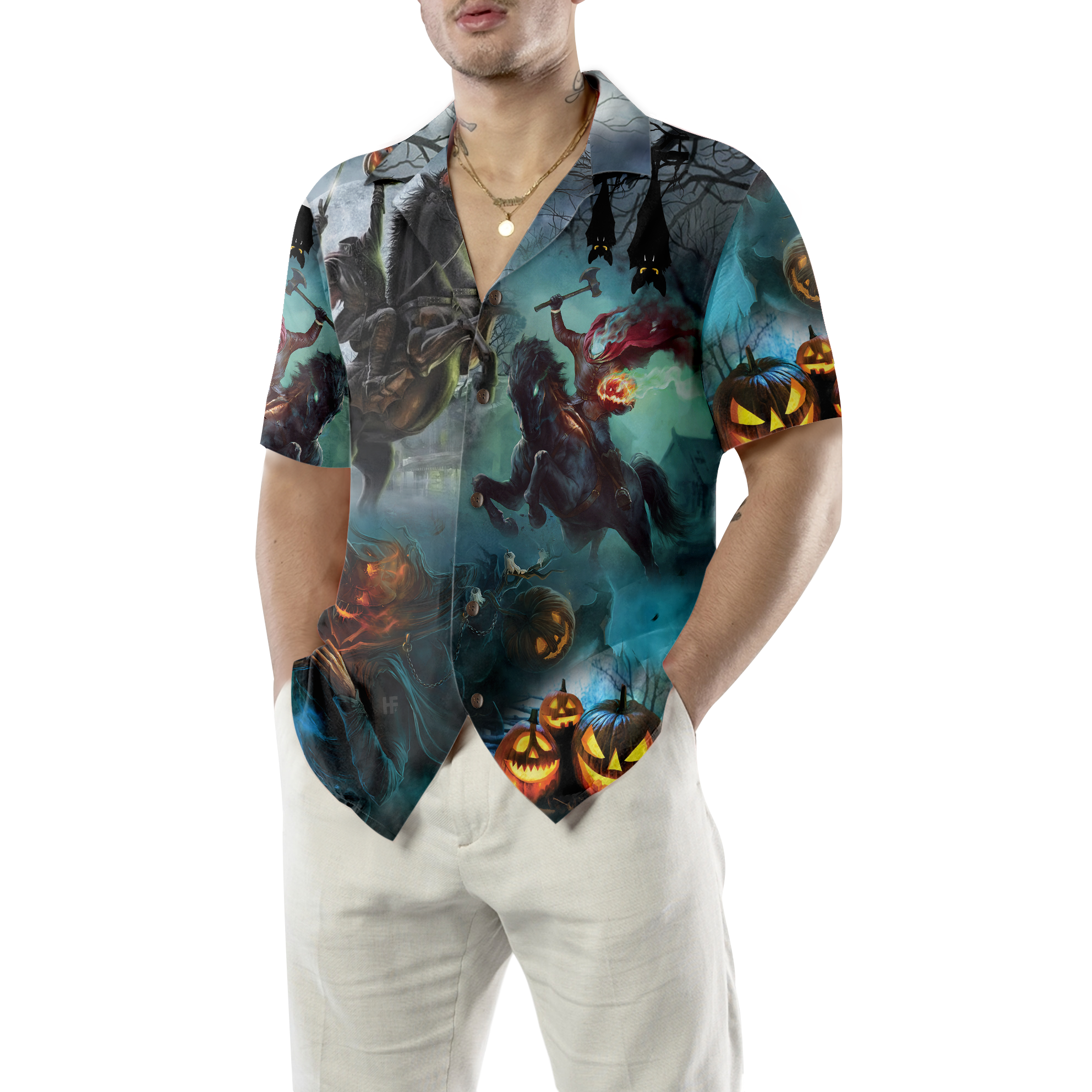 Headless Horseman Halloween Shirt For Men Hawaiian Shirt