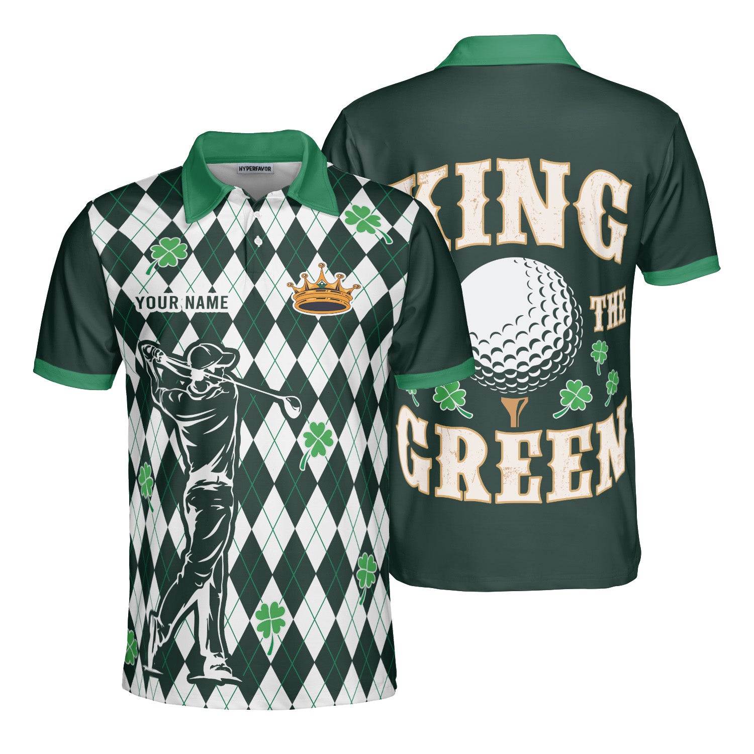 Personalized King of the Green St. Patrick’s Day Men’s Golf Polo Shirt