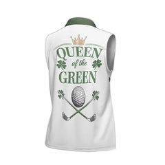 Personalized Queen of the Green St. Patrick’s Day Women’s Sleeveless Golf Polo Shirt