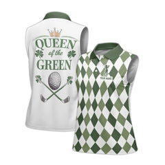 Personalized Queen of the Green St. Patrick’s Day Women’s Sleeveless Golf Polo Shirt