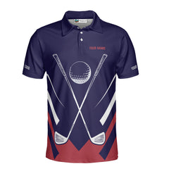 Personalized Retro Patriotic Golf Polo Shirt with American Flag Skull Design