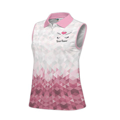 Personalized Some Grandmas Knit Real Grandmas Play Golf Sleeveless Polo Shirt in Pink and White