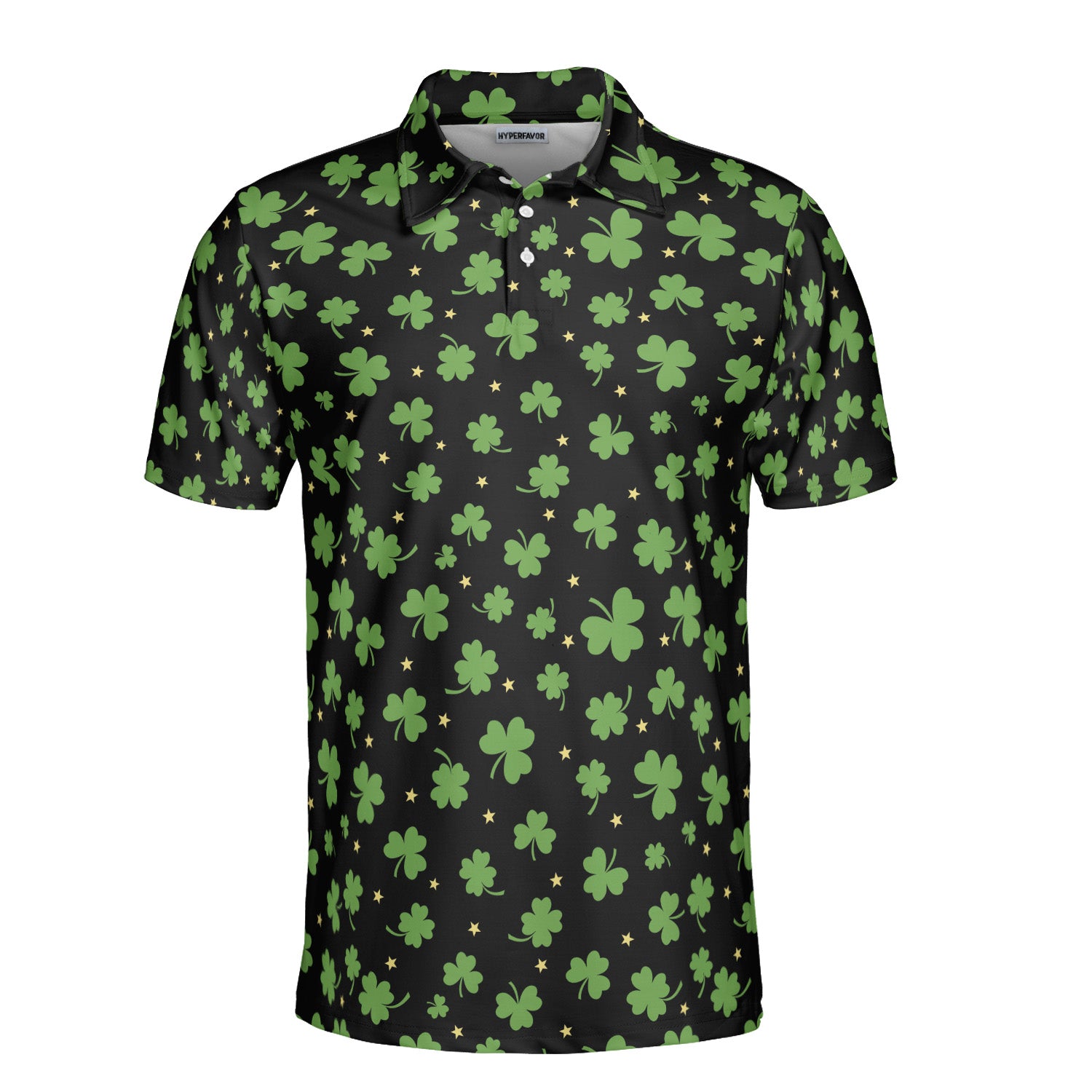 St. Patrick’s Day Black Clover Print Men’s Golf Polo Shirt