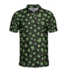 St. Patrick’s Day Black Clover Print Men’s Golf Polo Shirt