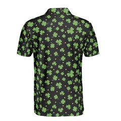 St. Patrick’s Day Black Clover Print Men’s Golf Polo Shirt