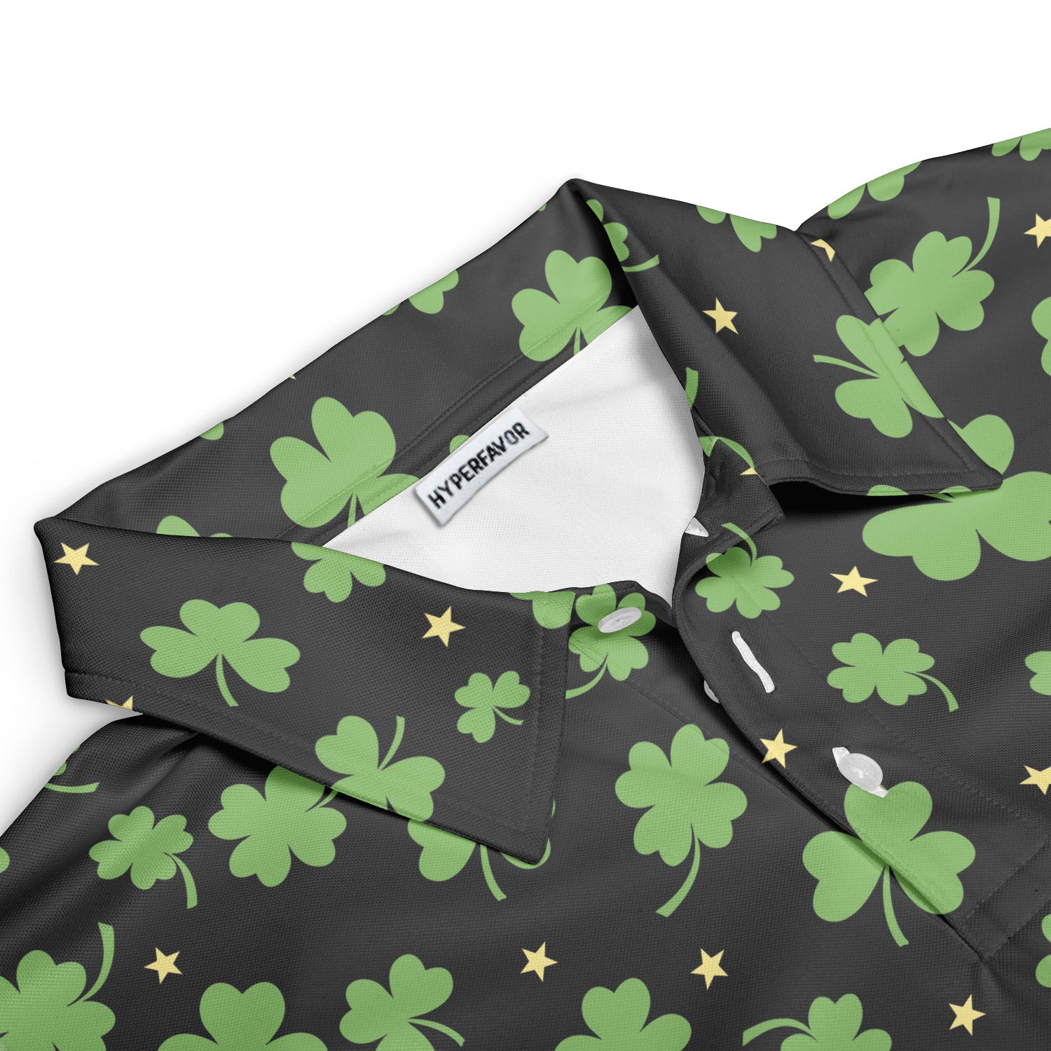 St. Patrick’s Day Black Clover Print Men’s Golf Polo Shirt